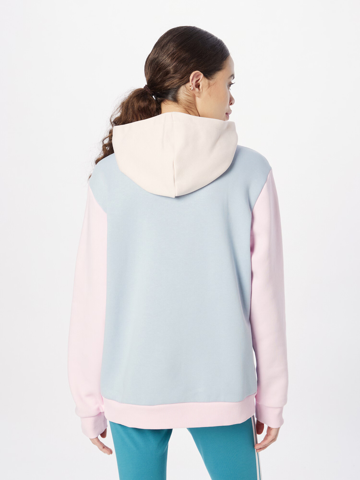 ADIDAS SPORTSWEAR Bluză de molton 'Essentials Logo friend Fleece' albastru pastel / galben pastel / verde petrol / roz pastel - Pled.ro