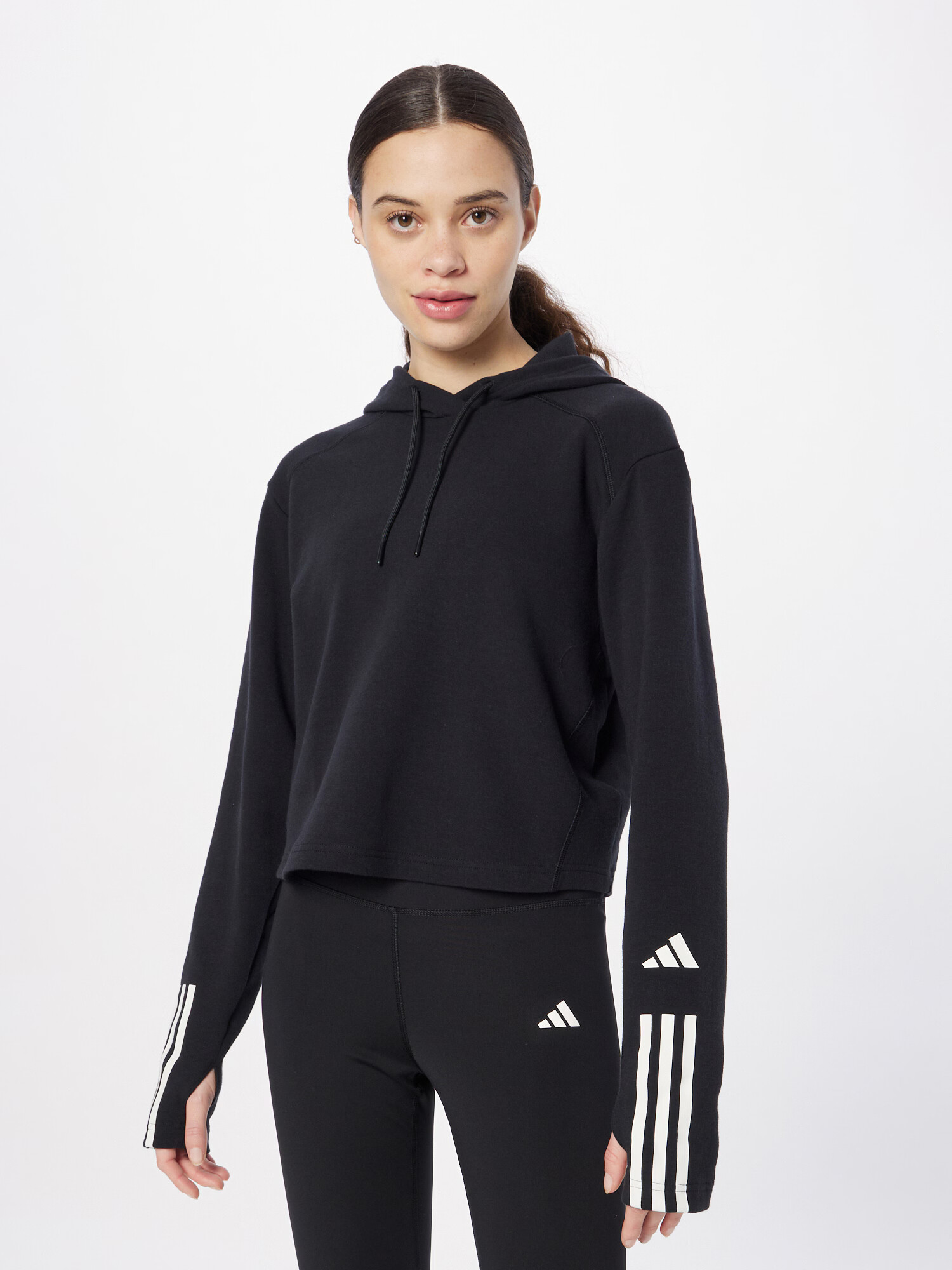 ADIDAS PERFORMANCE Hanorac sport negru / alb - Pled.ro