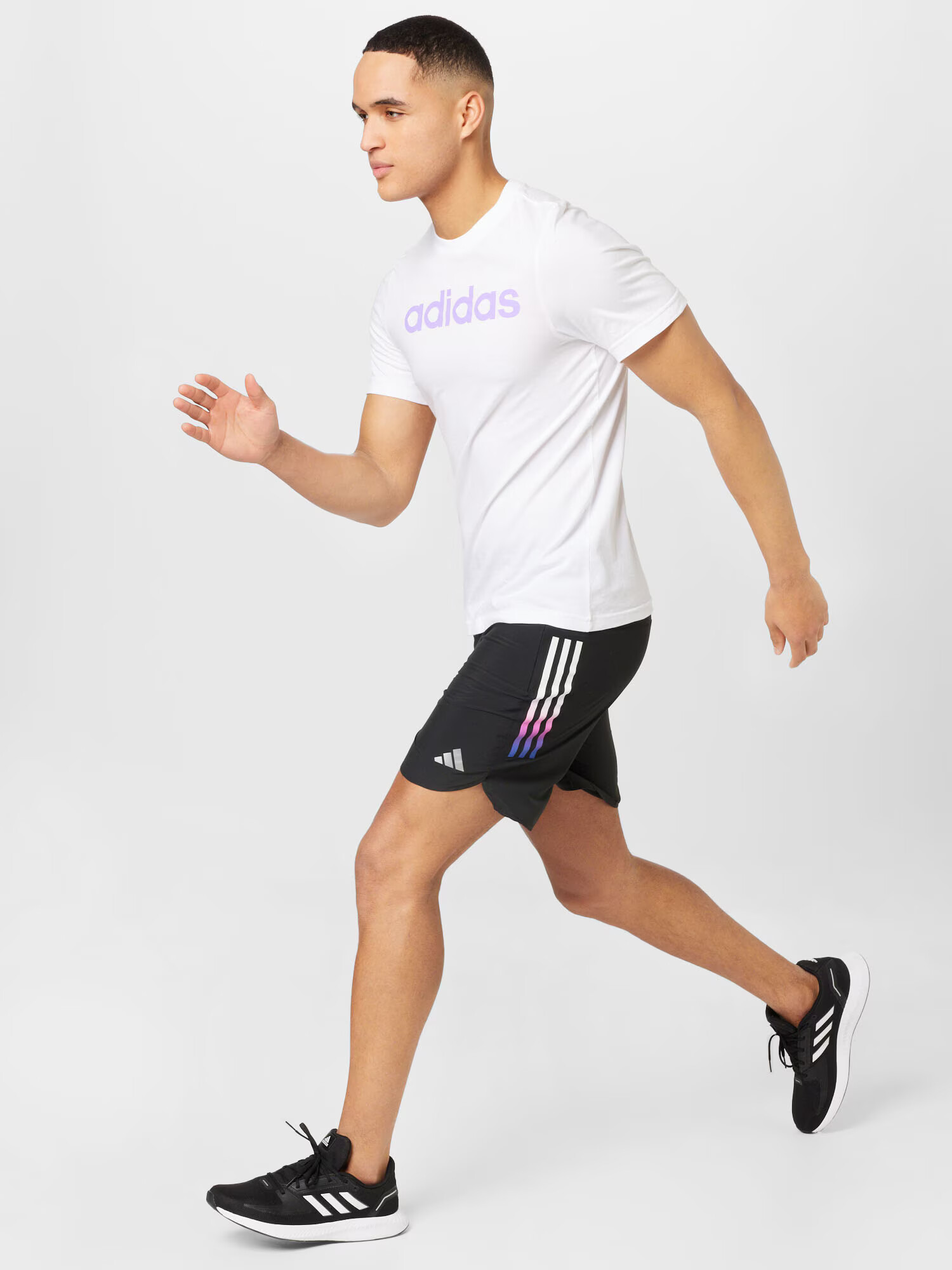 ADIDAS PERFORMANCE Pantaloni sport 'Run Icons 3-Stripes' albastru / roz / negru / alb - Pled.ro