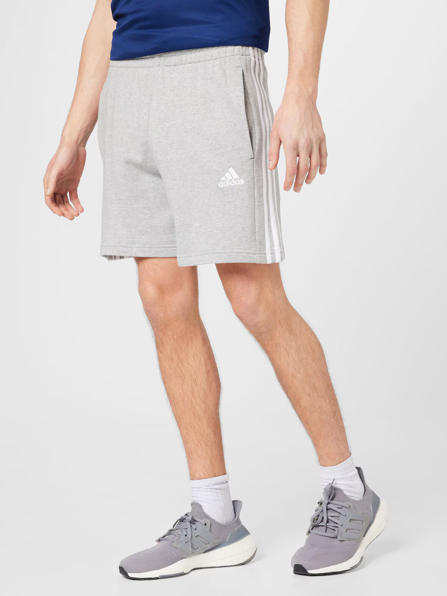 ADIDAS SPORTSWEAR Pantaloni sport 'Essentials French Terry 3-Stripes' gri amestecat / alb - Pled.ro