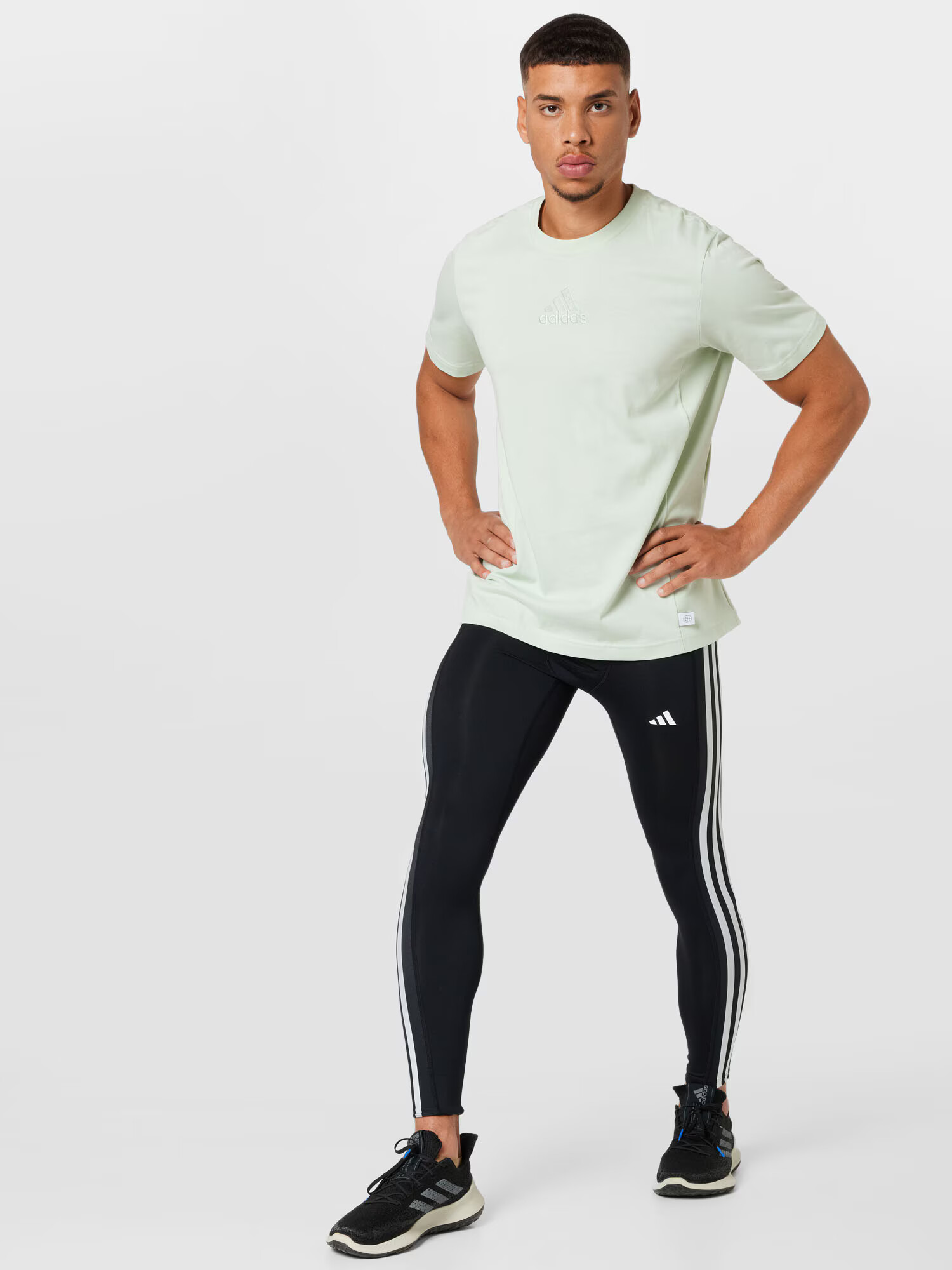 ADIDAS PERFORMANCE Pantaloni sport 'Techfit 3-Stripes Long' negru / alb - Pled.ro