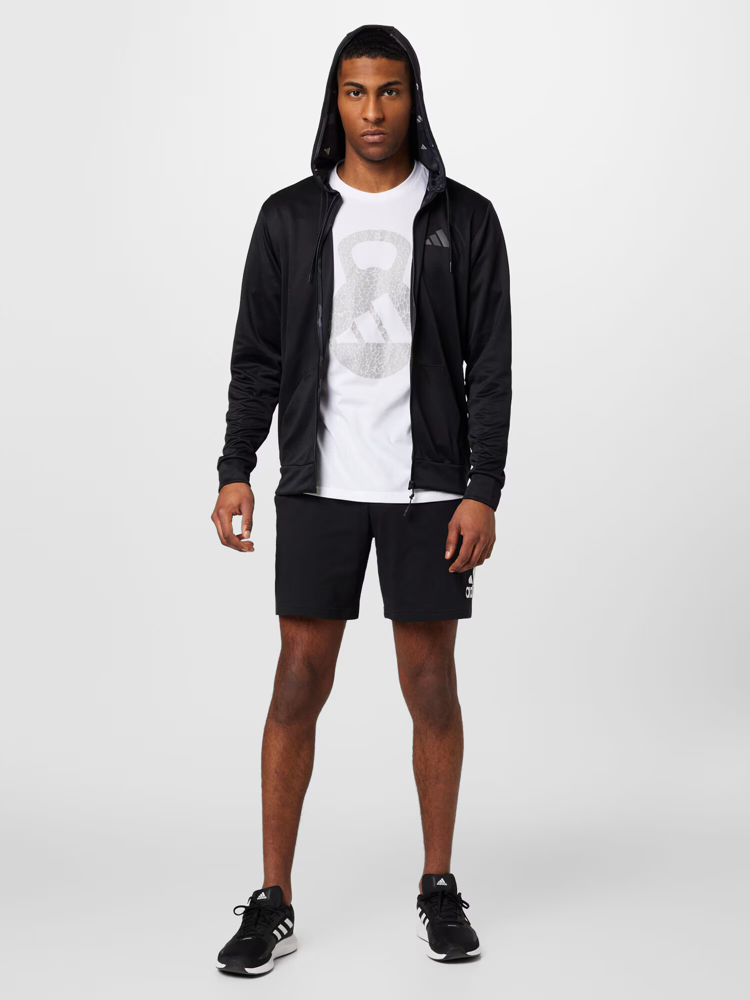 ADIDAS SPORTSWEAR Pantaloni sport 'Essentials Logo' negru / alb - Pled.ro