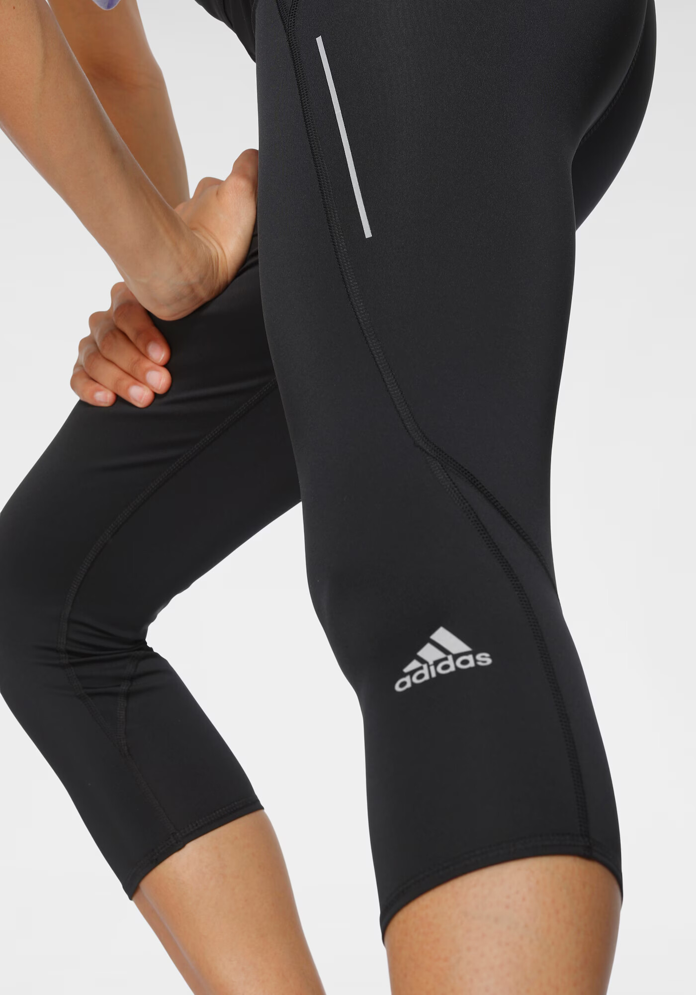 ADIDAS SPORTSWEAR Pantaloni sport 'Own The Run 3/4' negru / alb - Pled.ro