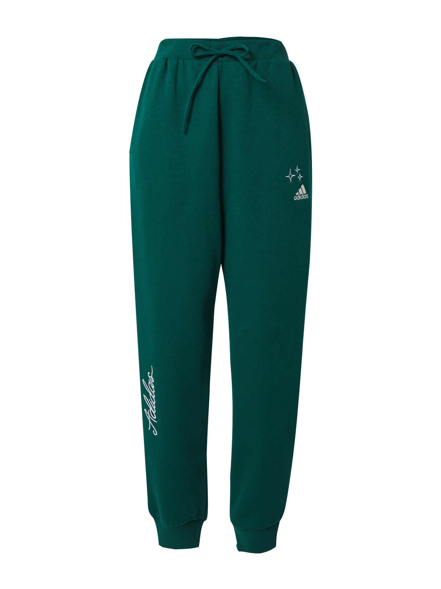 ADIDAS SPORTSWEAR Pantaloni sport 'Scribble Embroidery Fleece' verde închis / alb - Pled.ro