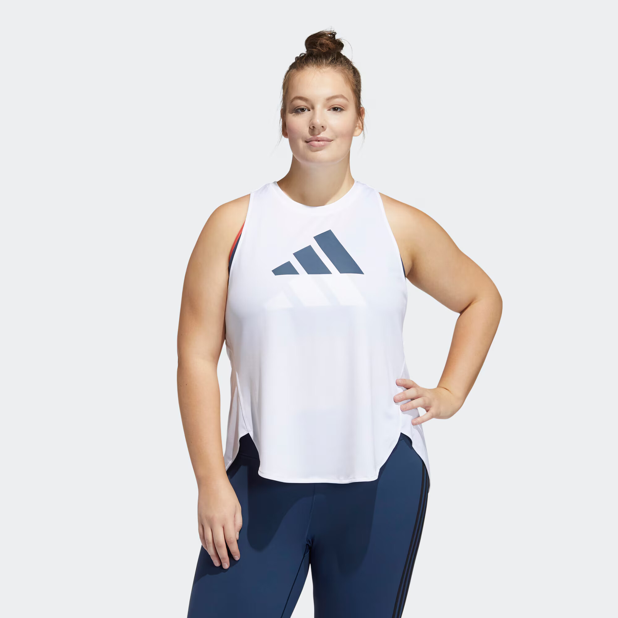 ADIDAS PERFORMANCE Sport top bleumarin / alb - Pled.ro