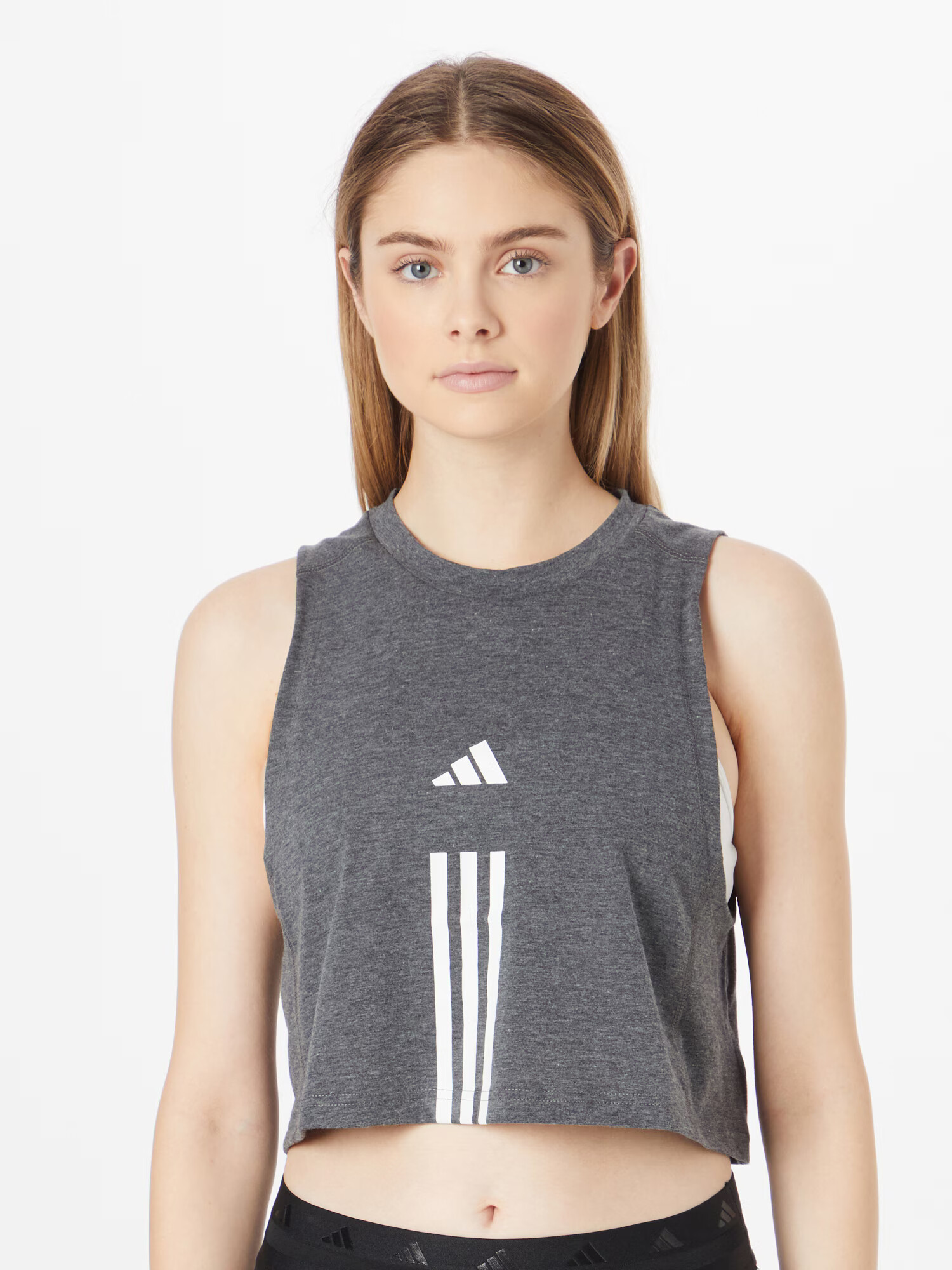 ADIDAS PERFORMANCE Sport top 'Train Essentials' gri / alb - Pled.ro