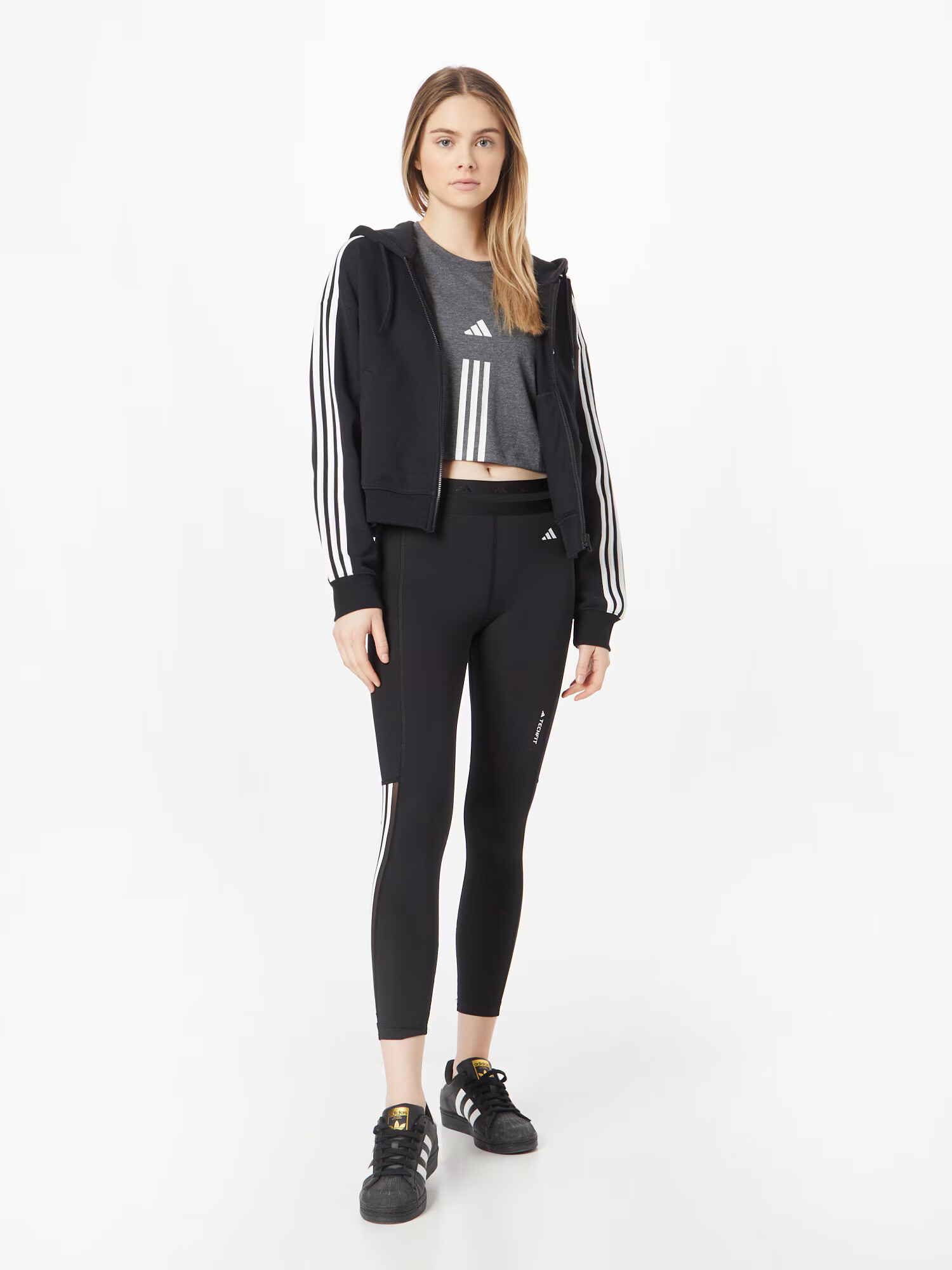 ADIDAS PERFORMANCE Sport top 'Train Essentials' gri / alb - Pled.ro