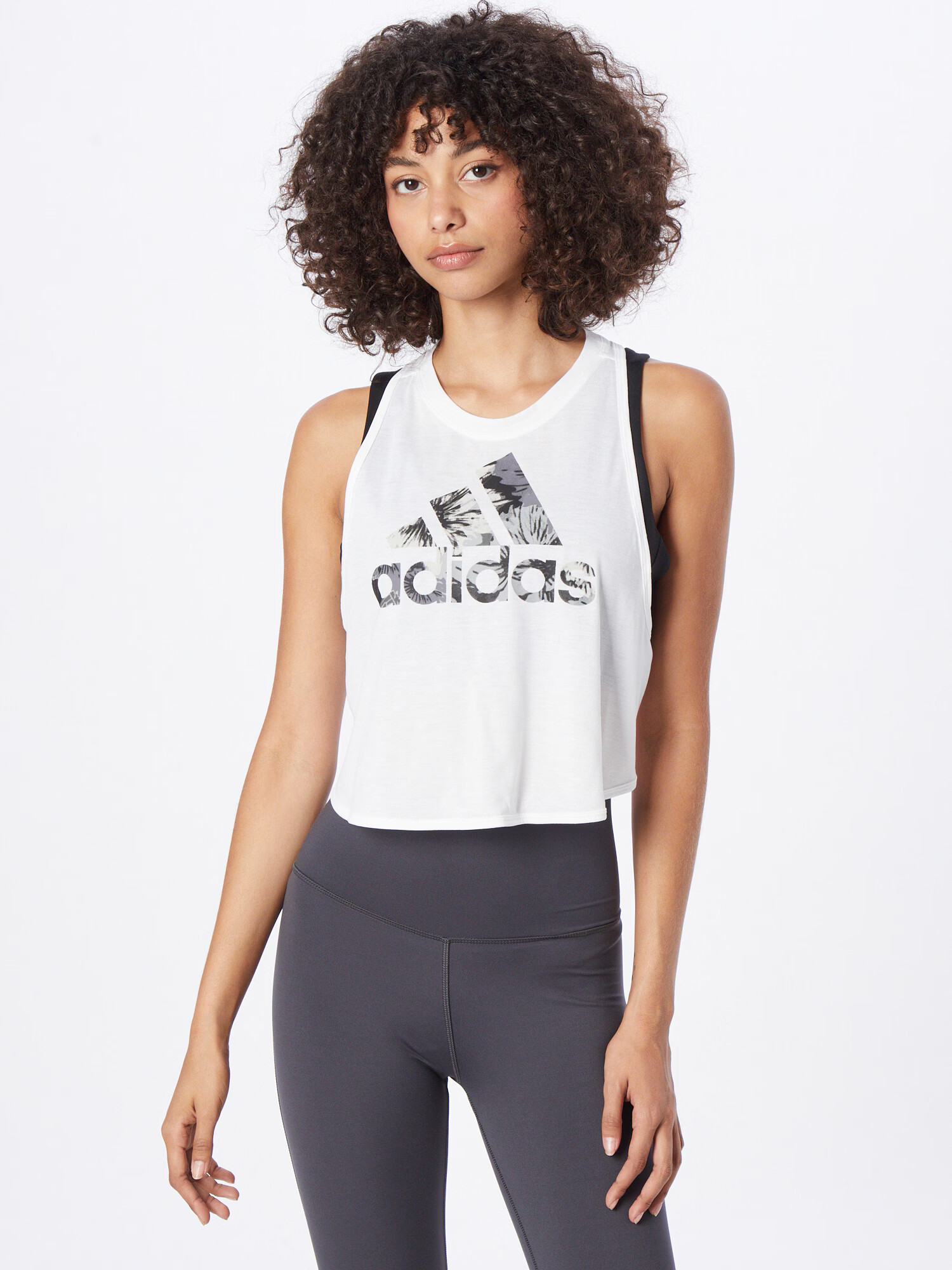 ADIDAS SPORTSWEAR Sport top 'Aeroready Floral' gri / negru / alb - Pled.ro