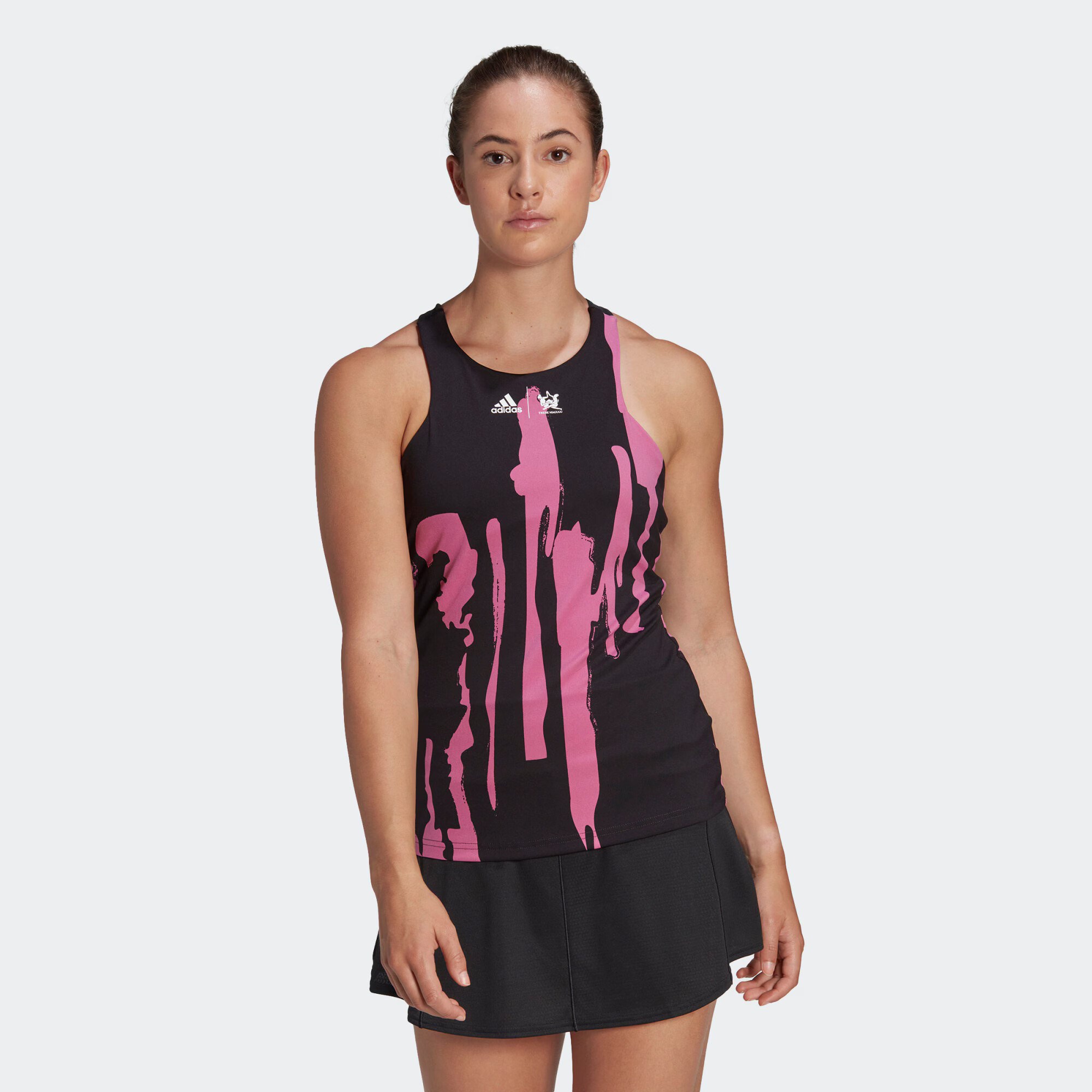 ADIDAS SPORTSWEAR Sport top 'Thebe Magugu New York Y-Back' fucsia / negru / alb - Pled.ro