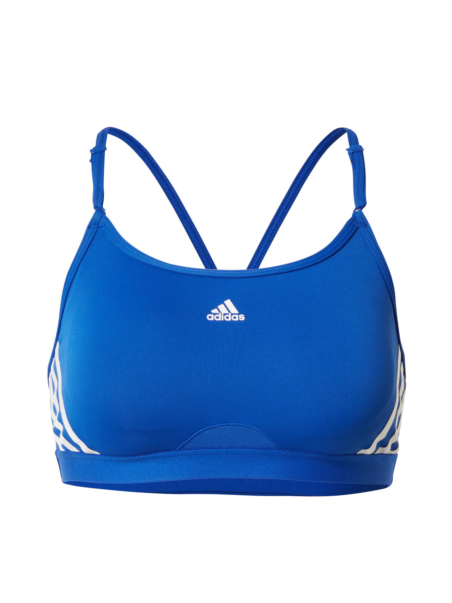 ADIDAS SPORTSWEAR Sutien sport 'Aeroreact Light-Support 3-Stripes' albastru / alb - Pled.ro