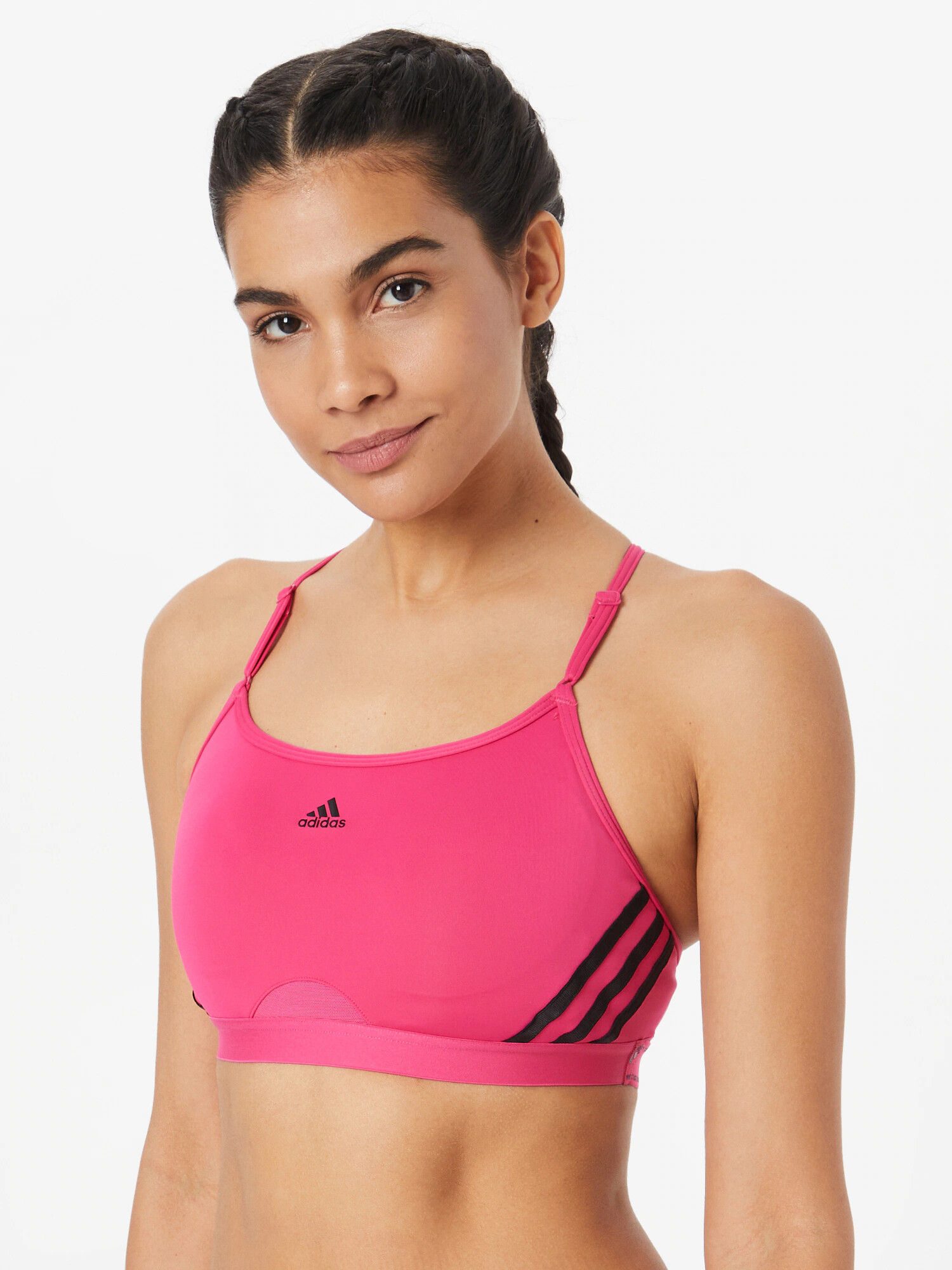 ADIDAS SPORTSWEAR Sutien sport 'Aeroreact Light-Support 3-Stripes' mov zmeură / roz / negru - Pled.ro