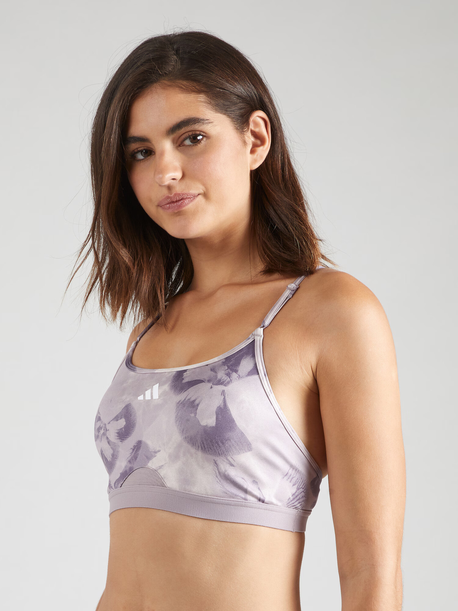 ADIDAS PERFORMANCE Sutien sport 'Aeroreact Train Essentials Light Support Tie-Dye Flower Print' mov liliachiu / mauve - Pled.ro