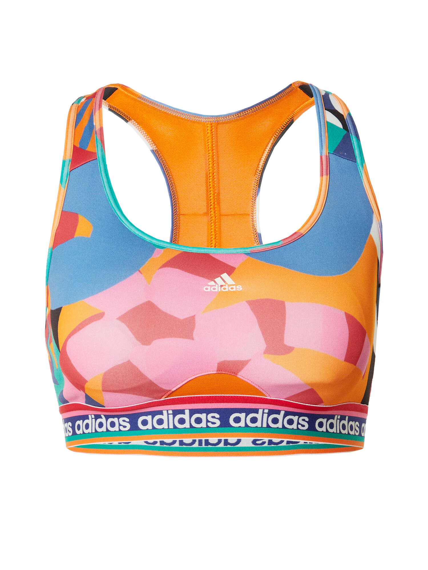 ADIDAS SPORTSWEAR Sutien sport 'Farm Rio Medium-Support' albastru / verde smarald / portocaliu / roz - Pled.ro