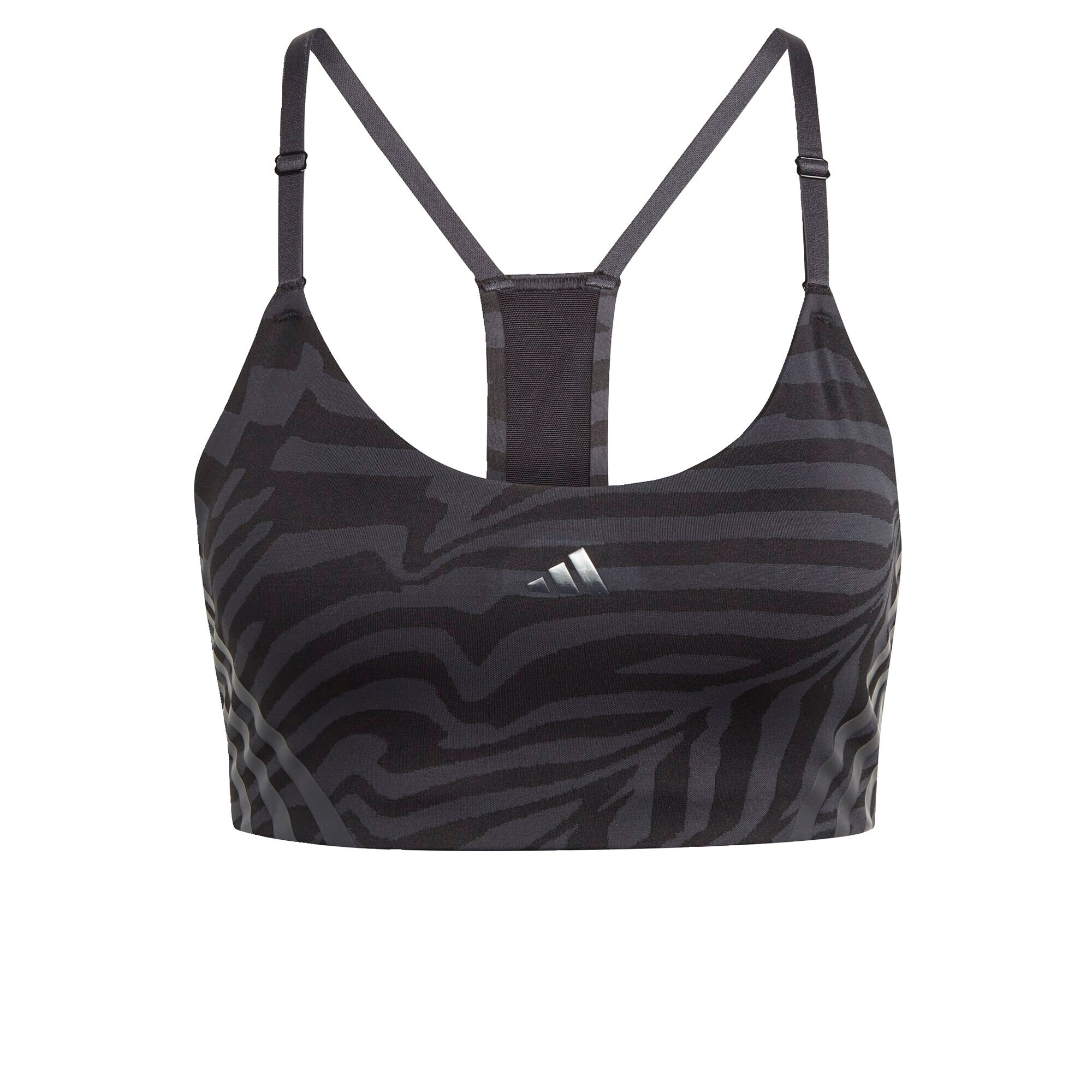 ADIDAS PERFORMANCE Sutien sport 'Aeroimpact Light-Support Jacquard 3-Stripes' gri închis / negru - Pled.ro