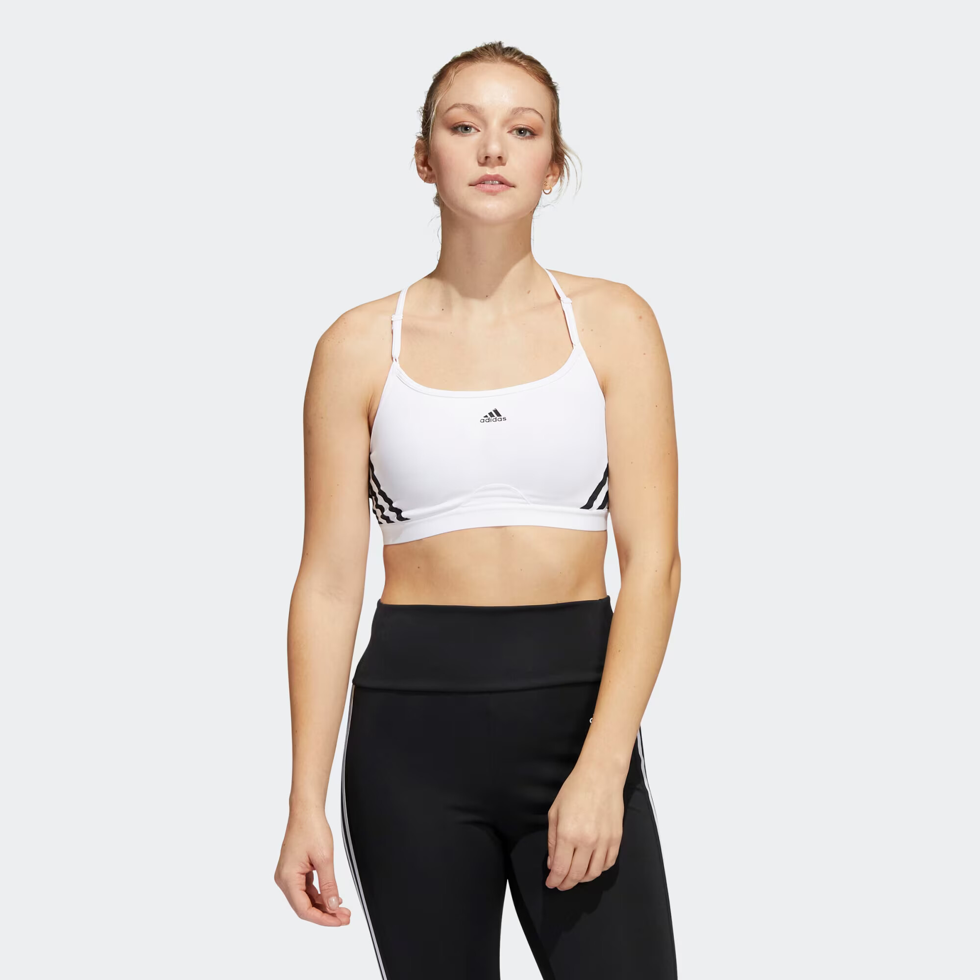 ADIDAS SPORTSWEAR Sutien sport 'Aeroreact Light-Support 3-Stripes' negru / alb - Pled.ro