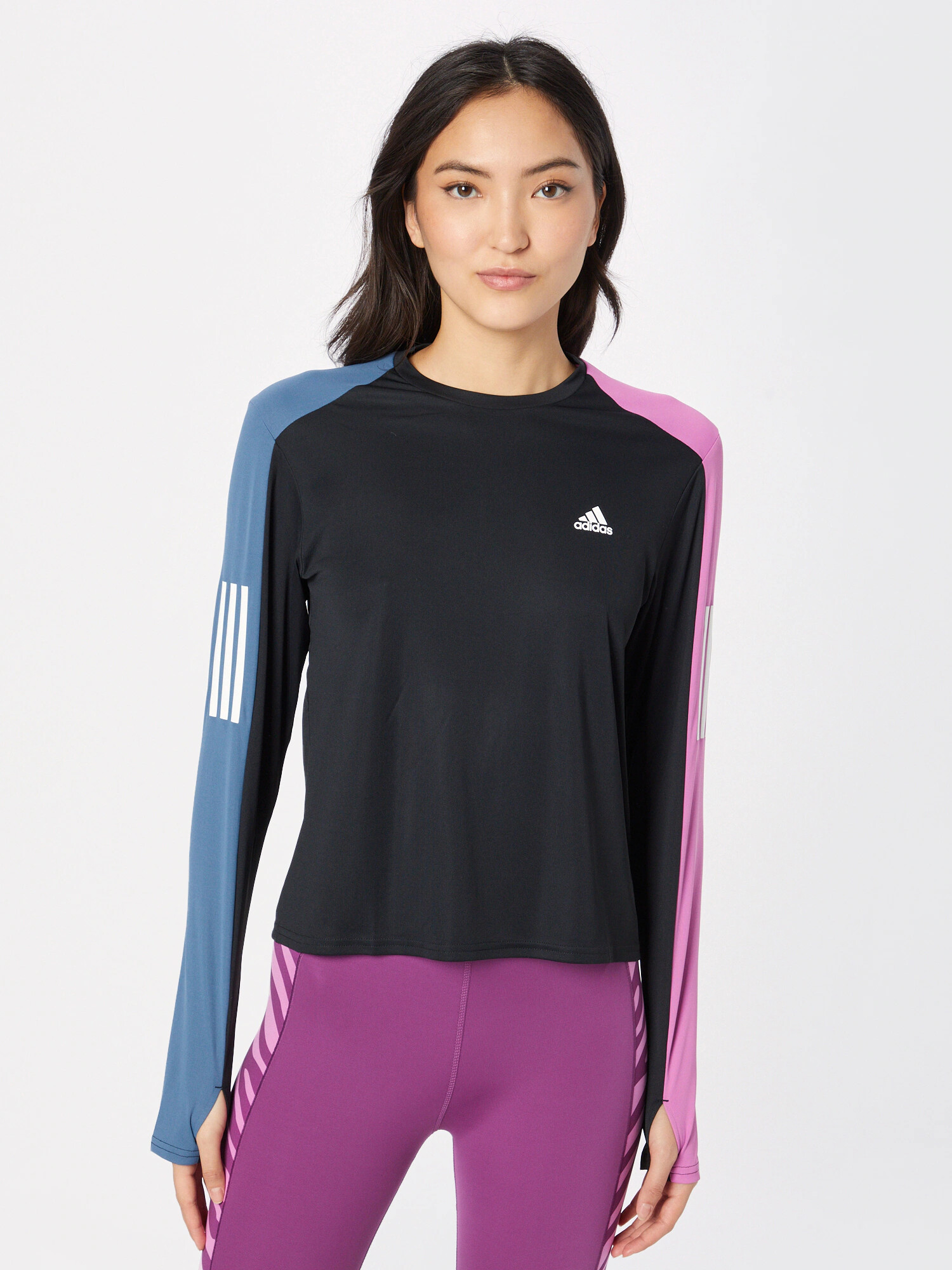 ADIDAS SPORTSWEAR Tricou funcțional 'Own The Run Colorblock ' albastru marin / mov orhidee / negru / alb - Pled.ro