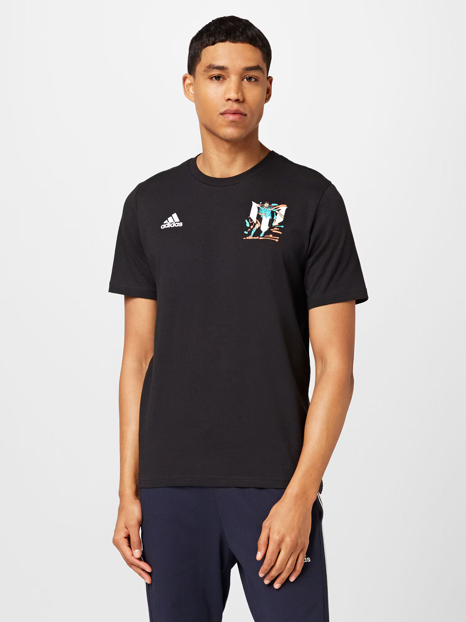 ADIDAS SPORTSWEAR Tricou funcțional albastru aqua / portocaliu caisă / negru / alb - Pled.ro