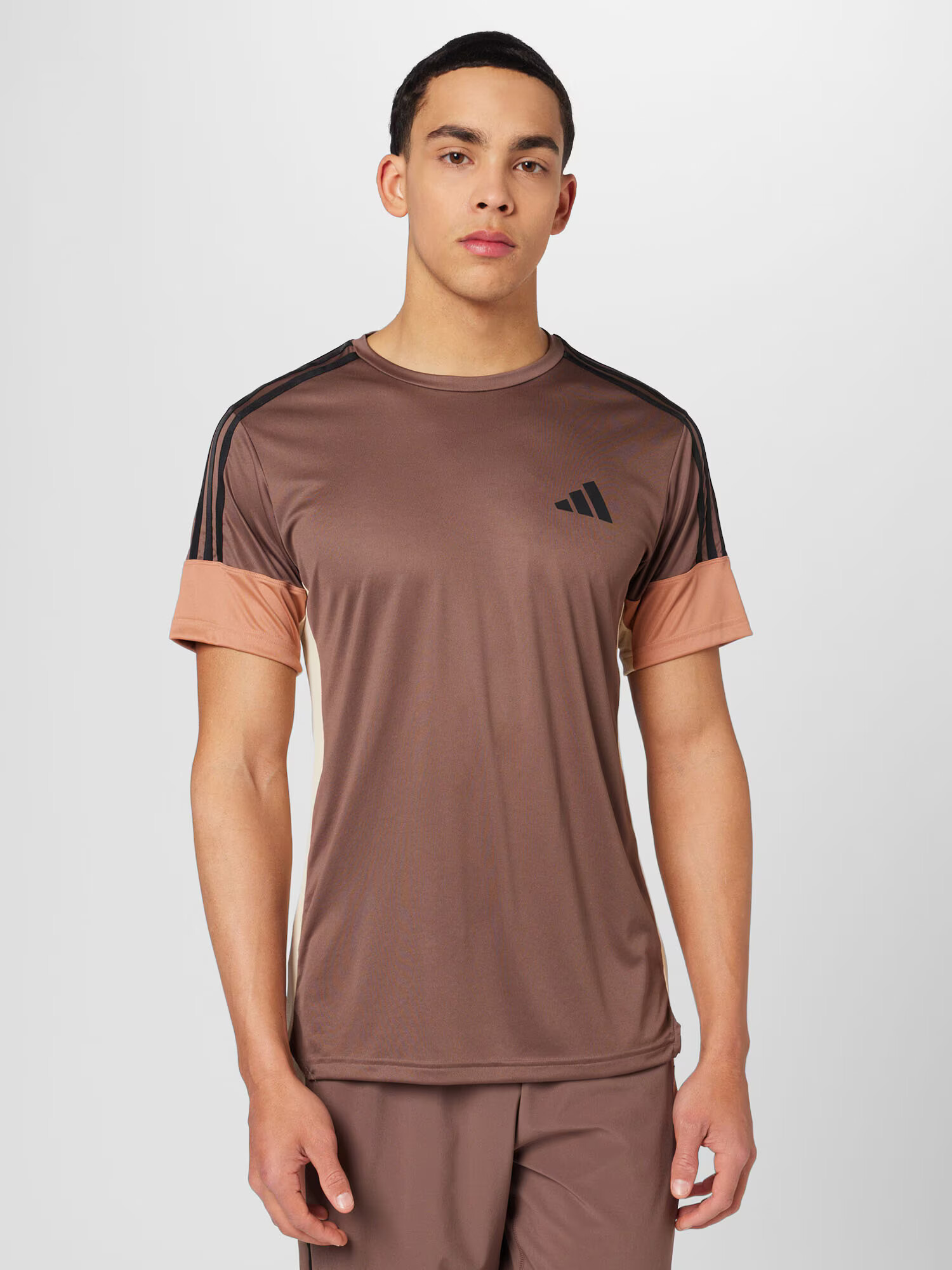 ADIDAS PERFORMANCE Tricou funcțional 'Colorblock 3-Stripes' bej / maro / maro coniac / negru - Pled.ro