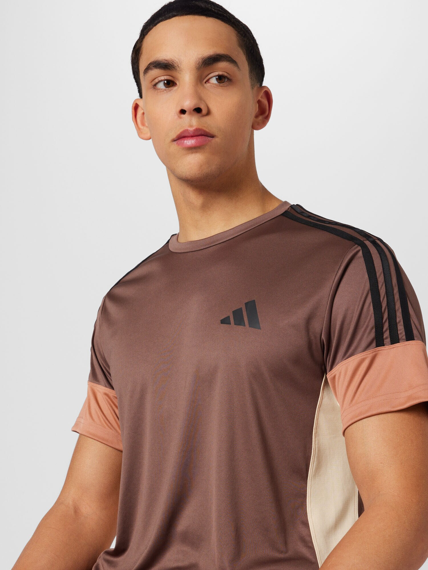 ADIDAS PERFORMANCE Tricou funcțional 'Colorblock 3-Stripes' bej / maro / maro coniac / negru - Pled.ro