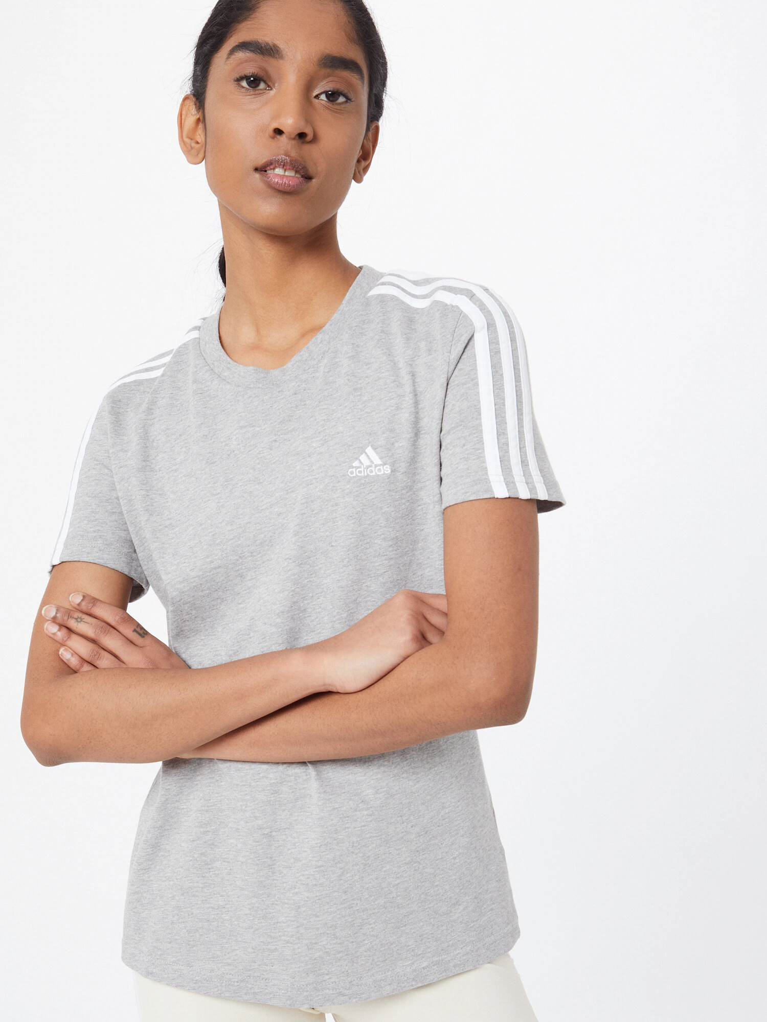 ADIDAS SPORTSWEAR Tricou funcțional 'Essentials' gri / alb - Pled.ro