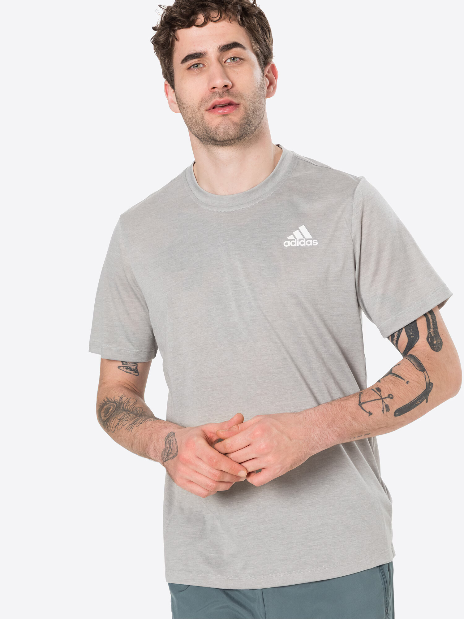 ADIDAS SPORTSWEAR Tricou funcțional 'Aeroready Designed To Move Heathered' gri amestecat / alb - Pled.ro