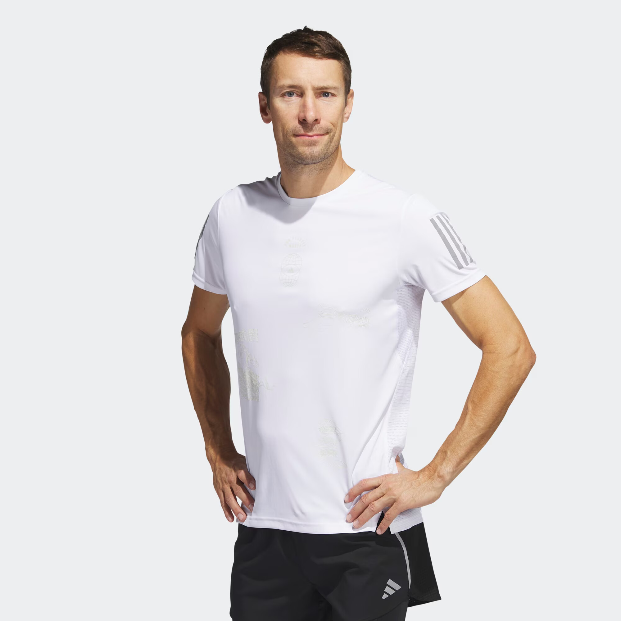 ADIDAS PERFORMANCE Tricou funcțional 'Global ' gri argintiu / alb - Pled.ro