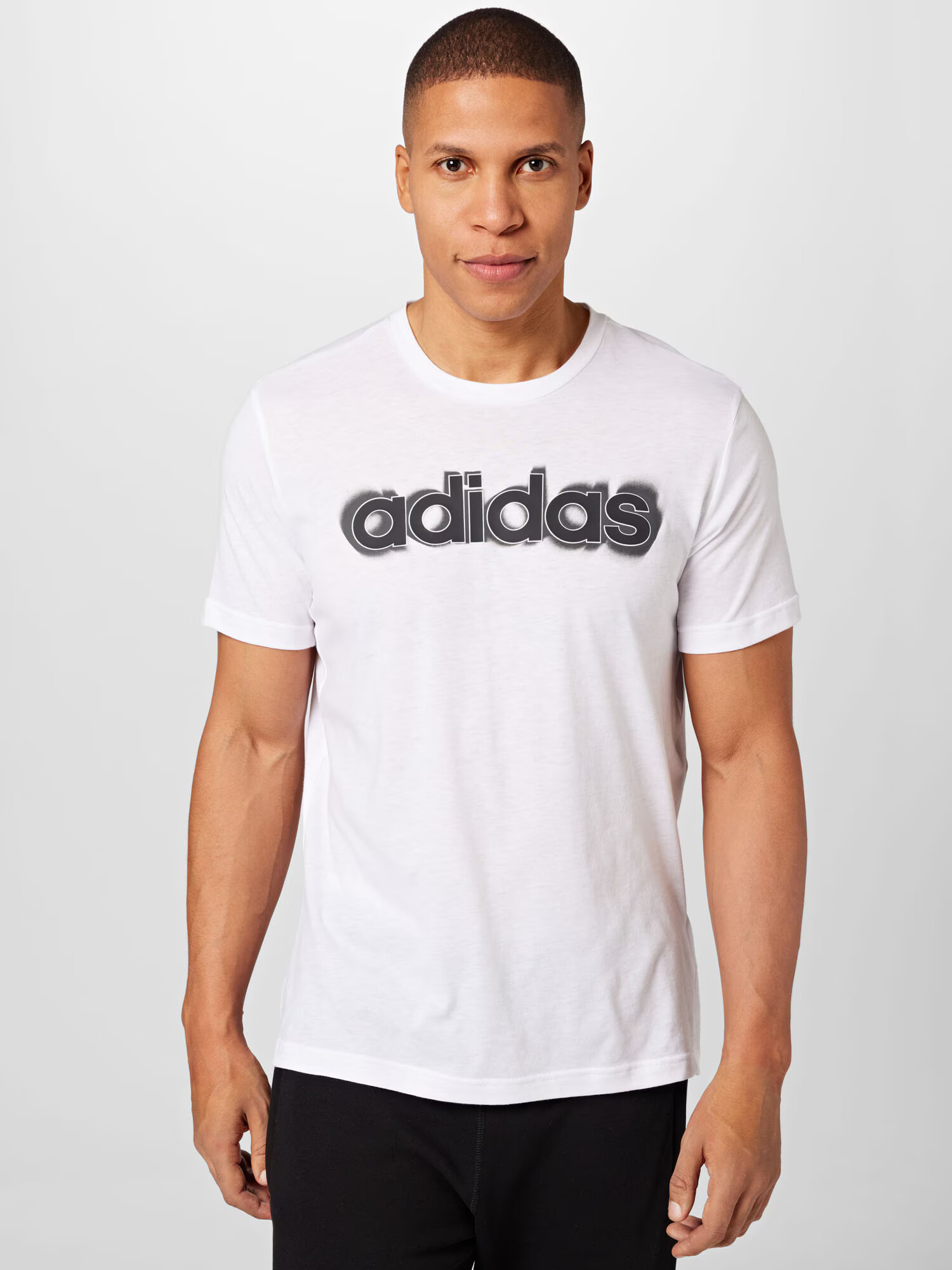 ADIDAS SPORTSWEAR Tricou funcțional 'Aeroready Workout Silicone Print Linear Logo' gri închis / negru / alb - Pled.ro