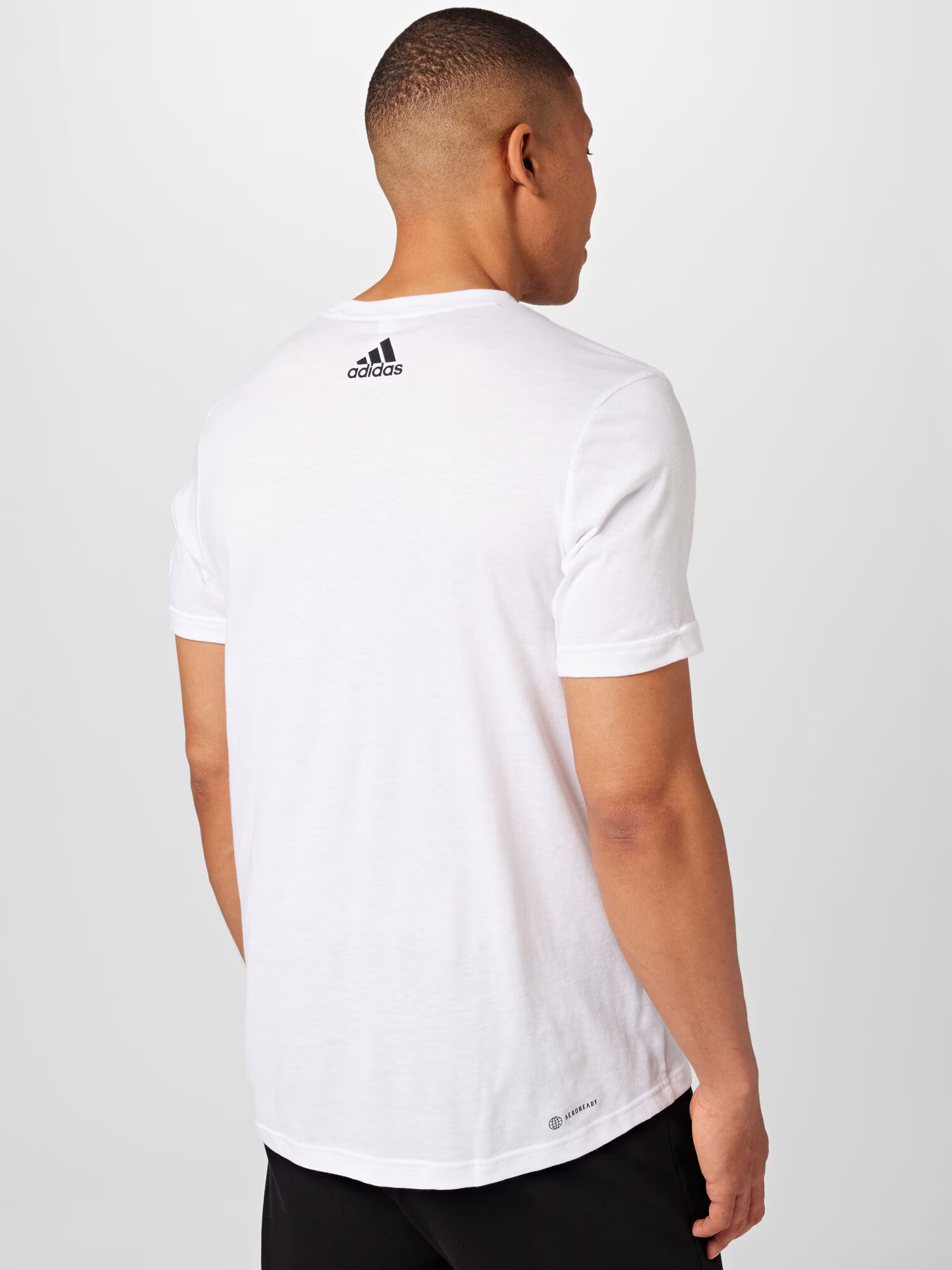 ADIDAS SPORTSWEAR Tricou funcțional 'Aeroready Workout Silicone Print Linear Logo' gri închis / negru / alb - Pled.ro