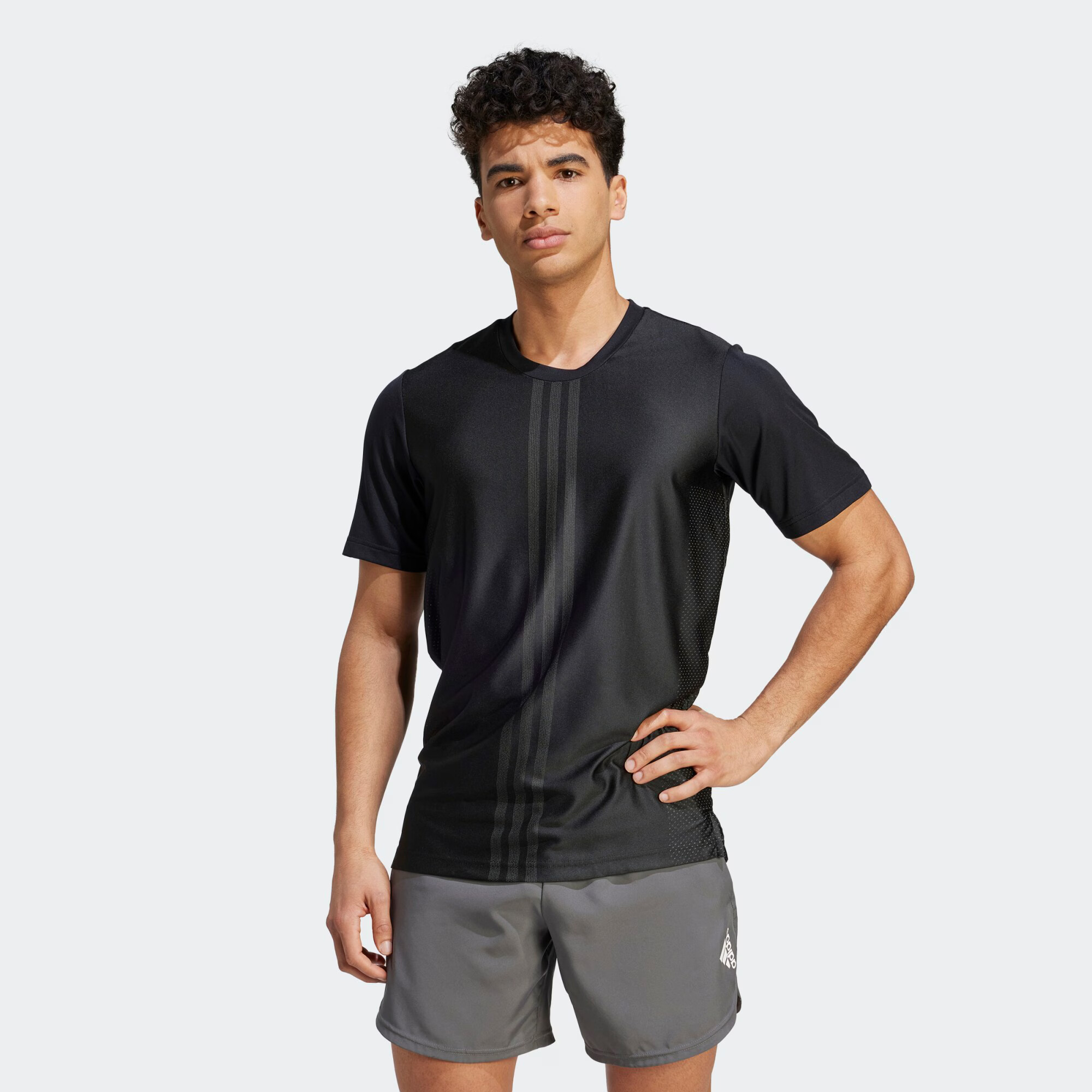 ADIDAS PERFORMANCE Tricou funcțional 'Hiit Workout 3-Stripes' gri / negru - Pled.ro