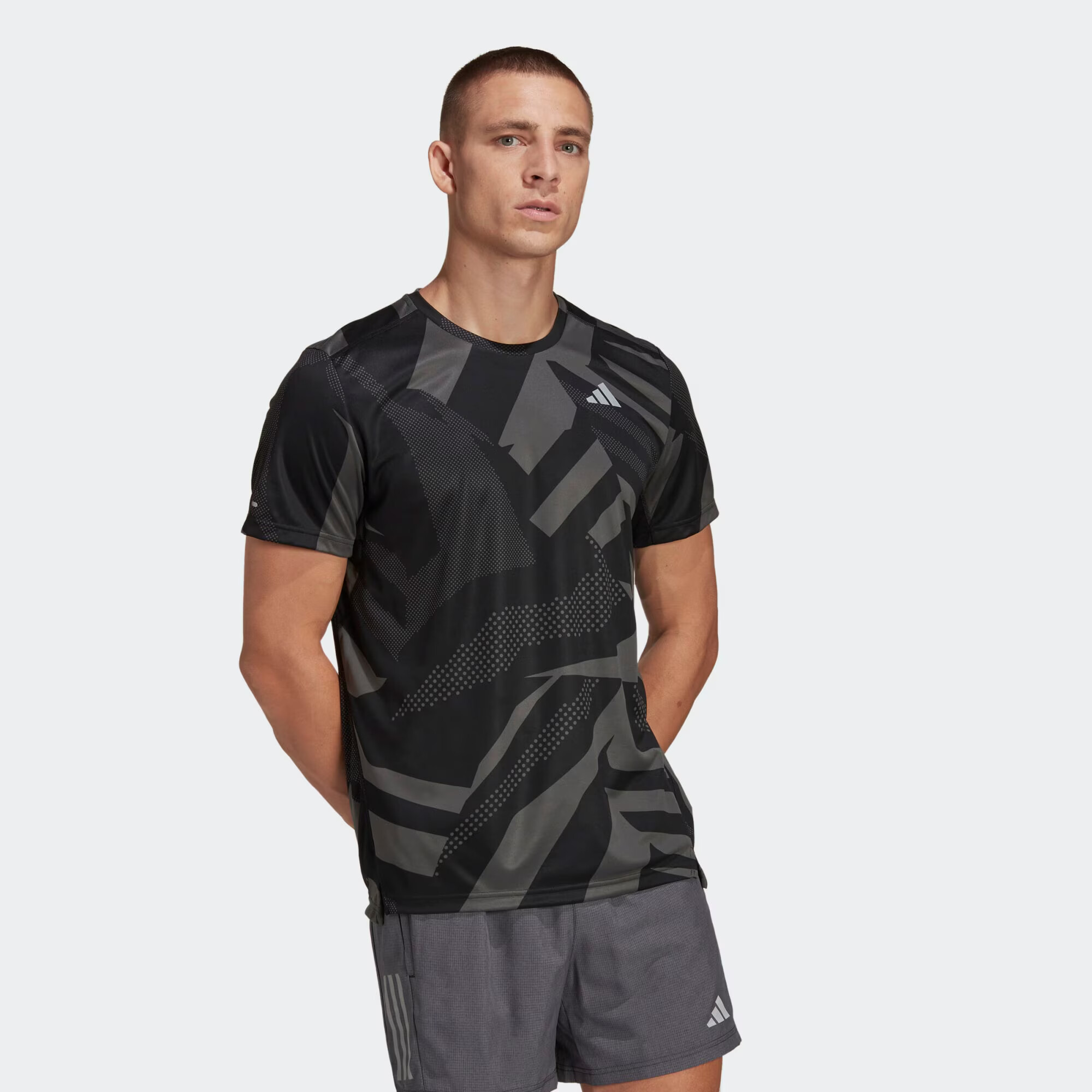 ADIDAS PERFORMANCE Tricou funcțional 'Own The Run Seasonal' gri / negru / alb - Pled.ro