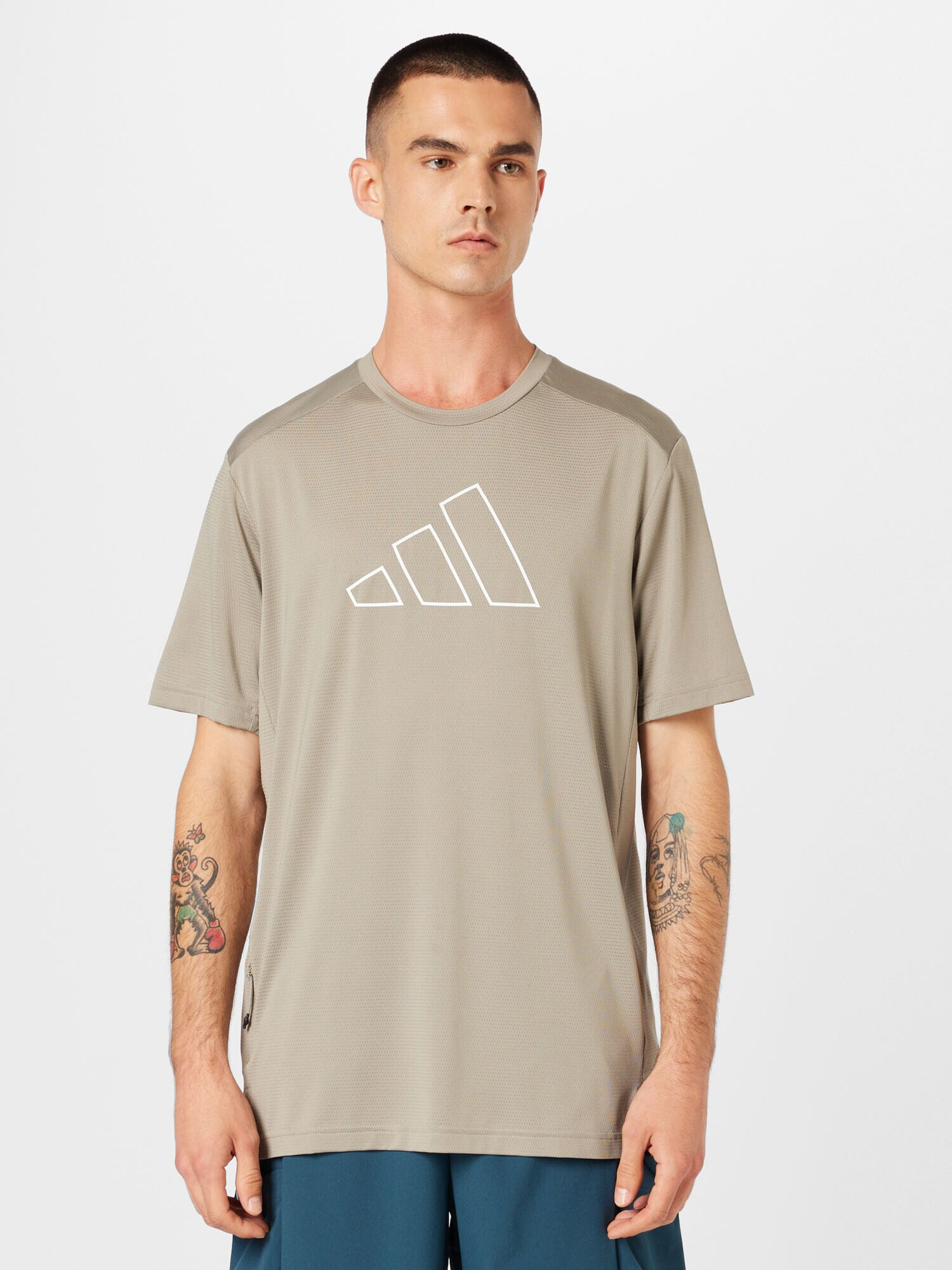 ADIDAS PERFORMANCE Tricou funcțional 'Train Icons' bej închis / alb - Pled.ro