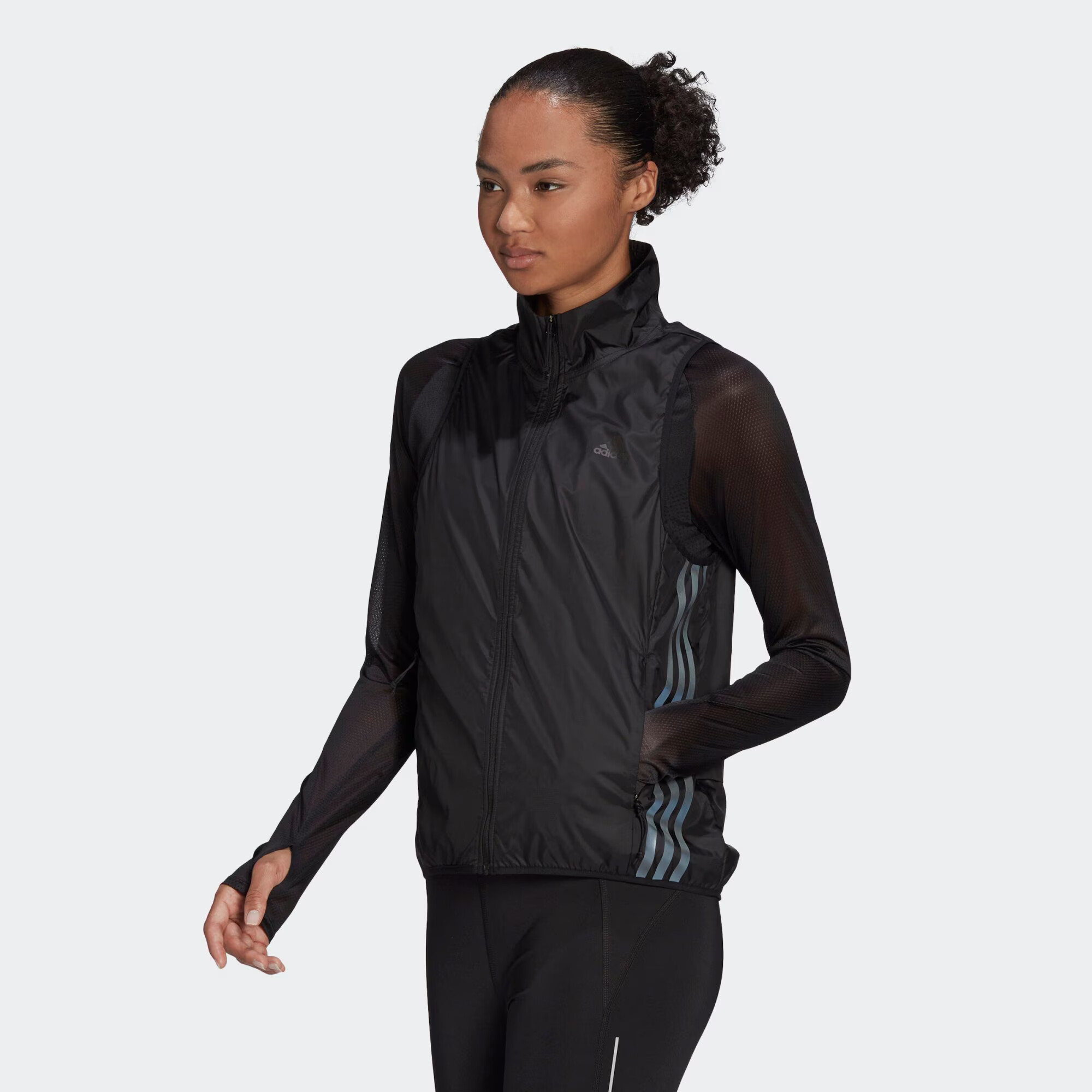 ADIDAS SPORTSWEAR Vestă sport 'Run 3-Stripes Gilet' gri argintiu / negru - Pled.ro