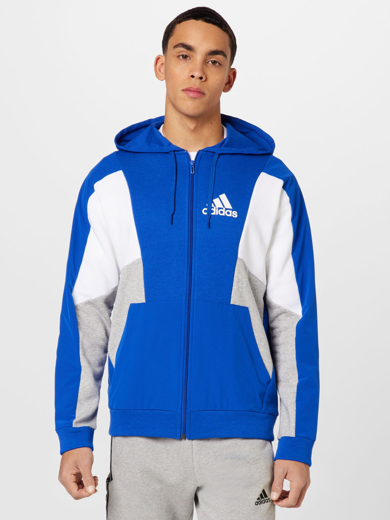 ADIDAS SPORTSWEAR Bluză cu fermoar sport albastru / gri amestecat / alb - Pled.ro