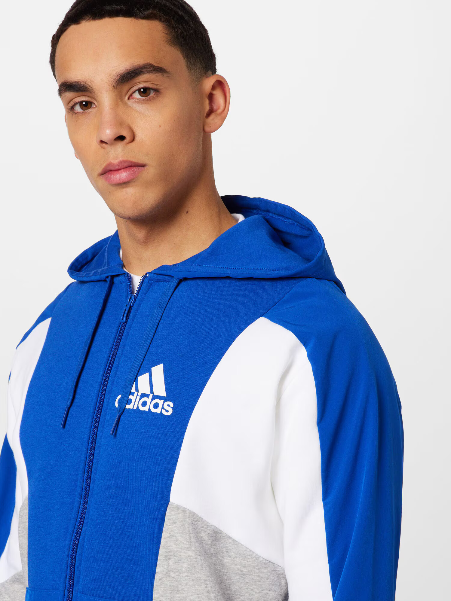 ADIDAS SPORTSWEAR Bluză cu fermoar sport albastru / gri amestecat / alb - Pled.ro