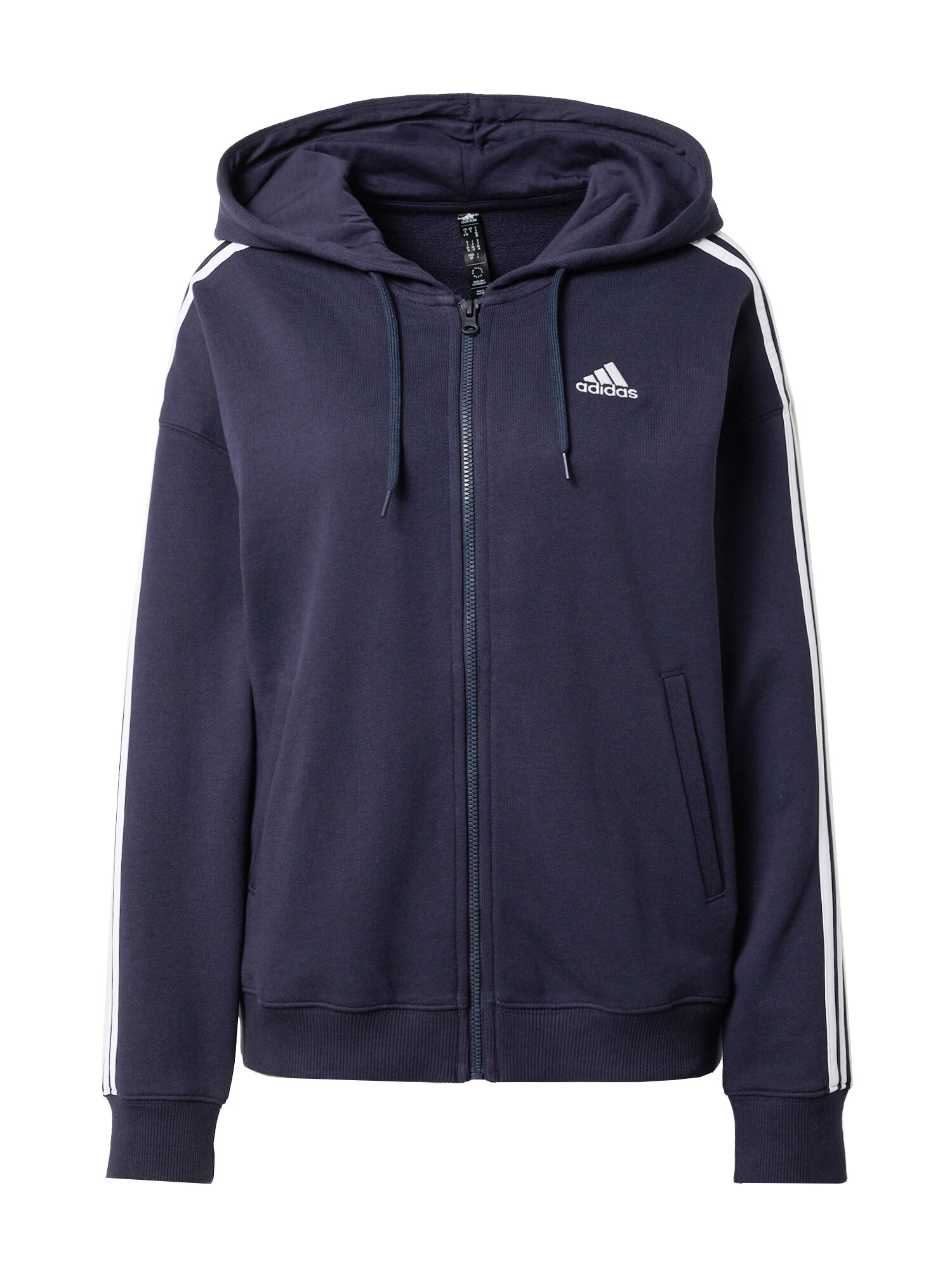 ADIDAS SPORTSWEAR Bluză cu fermoar sport 'Essentials 3-Stripes French Terry ' albastru marin / alb - Pled.ro