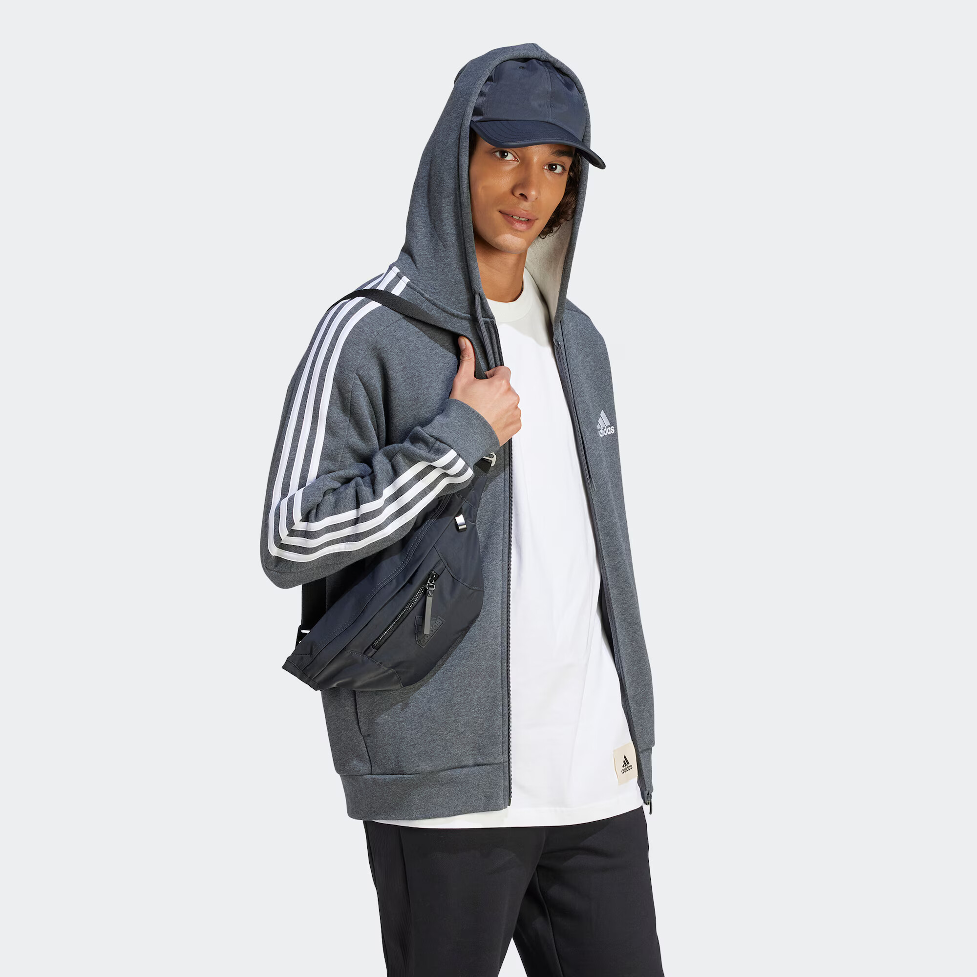 ADIDAS SPORTSWEAR Bluză cu fermoar sport 'Essentials' albastru / gri / alb - Pled.ro