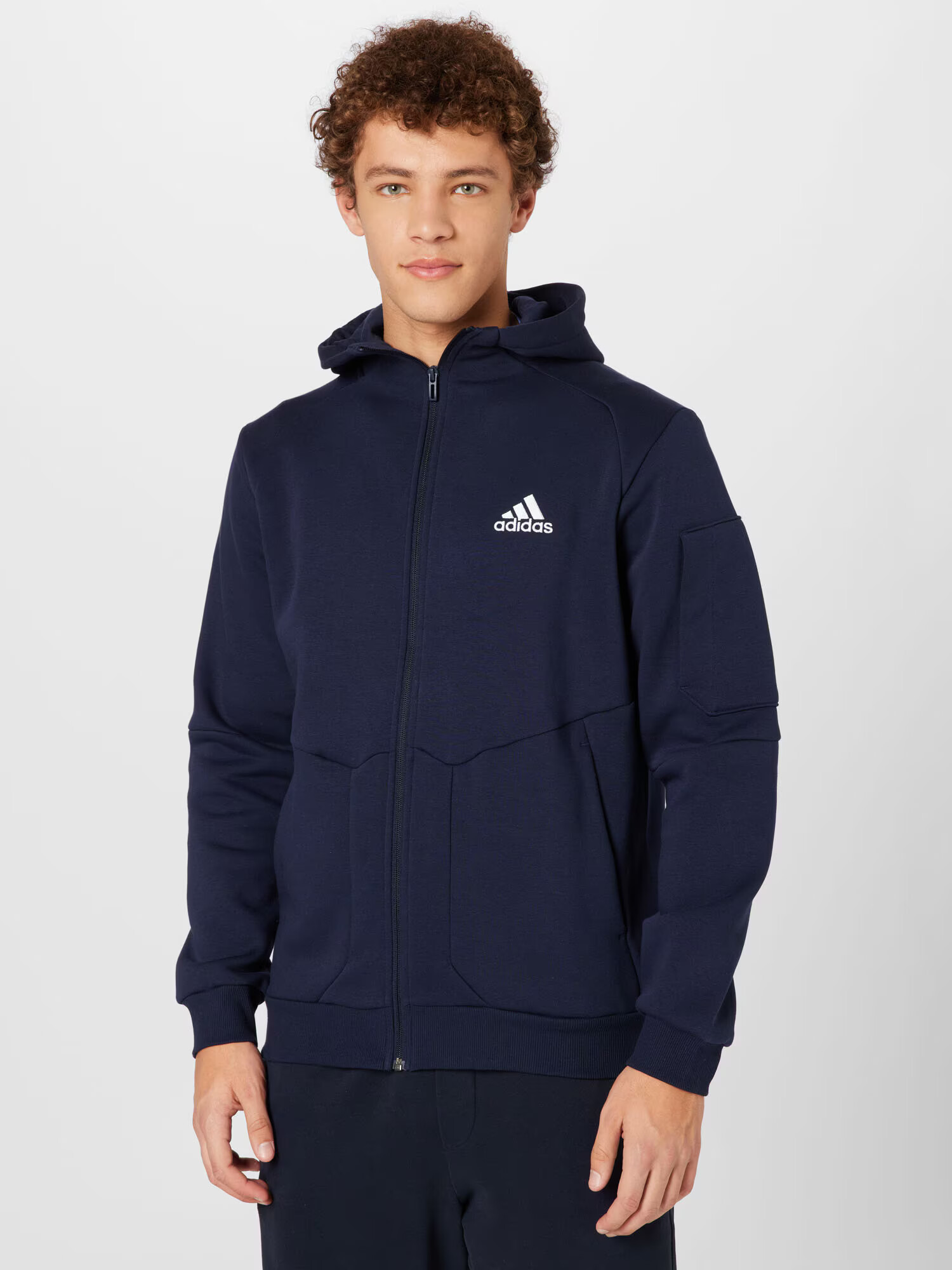 ADIDAS SPORTSWEAR Bluză cu fermoar sport 'Essentials For Gameday Fleece ' albastru închis / alb - Pled.ro