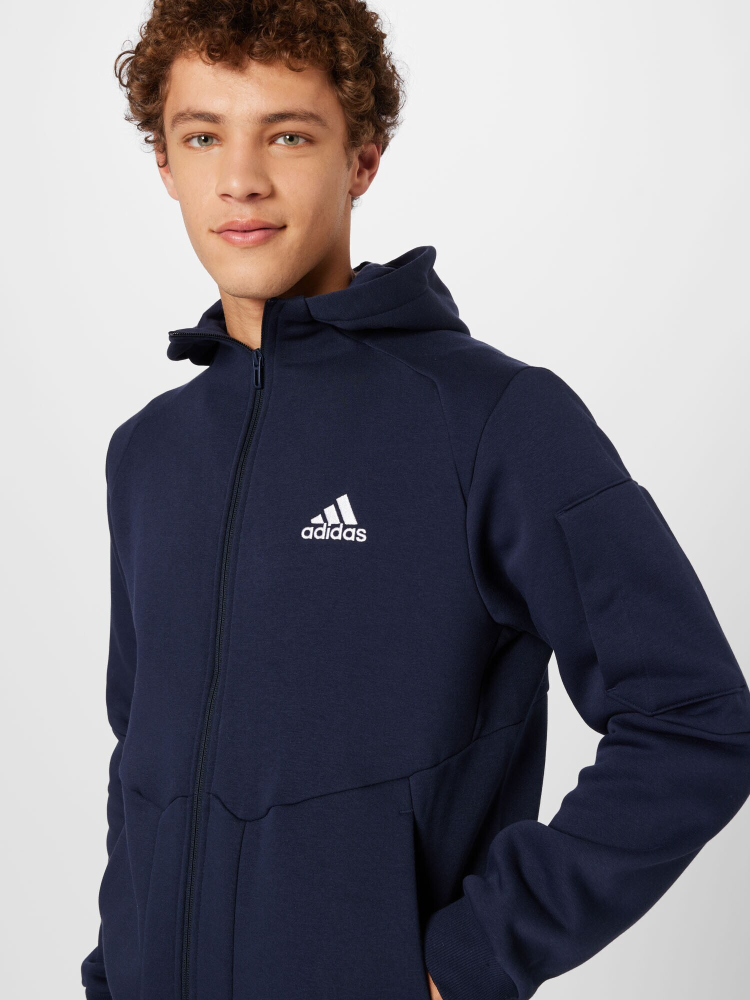 ADIDAS SPORTSWEAR Bluză cu fermoar sport 'Essentials For Gameday Fleece ' albastru închis / alb - Pled.ro