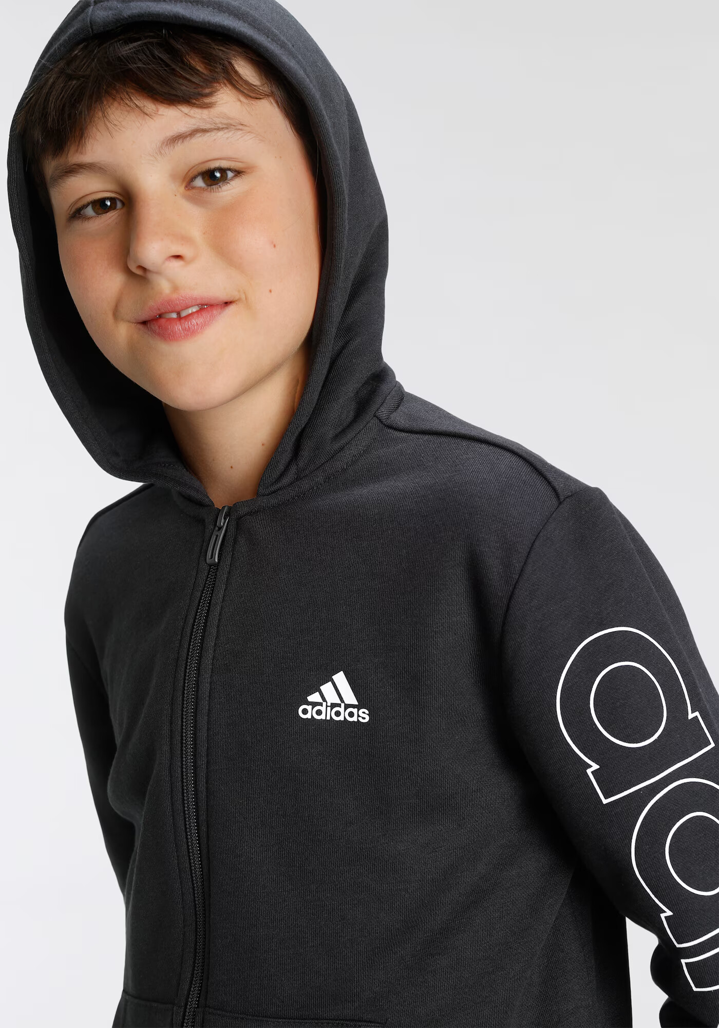 ADIDAS SPORTSWEAR Bluză cu fermoar sport 'Essentials' negru / alb - Pled.ro