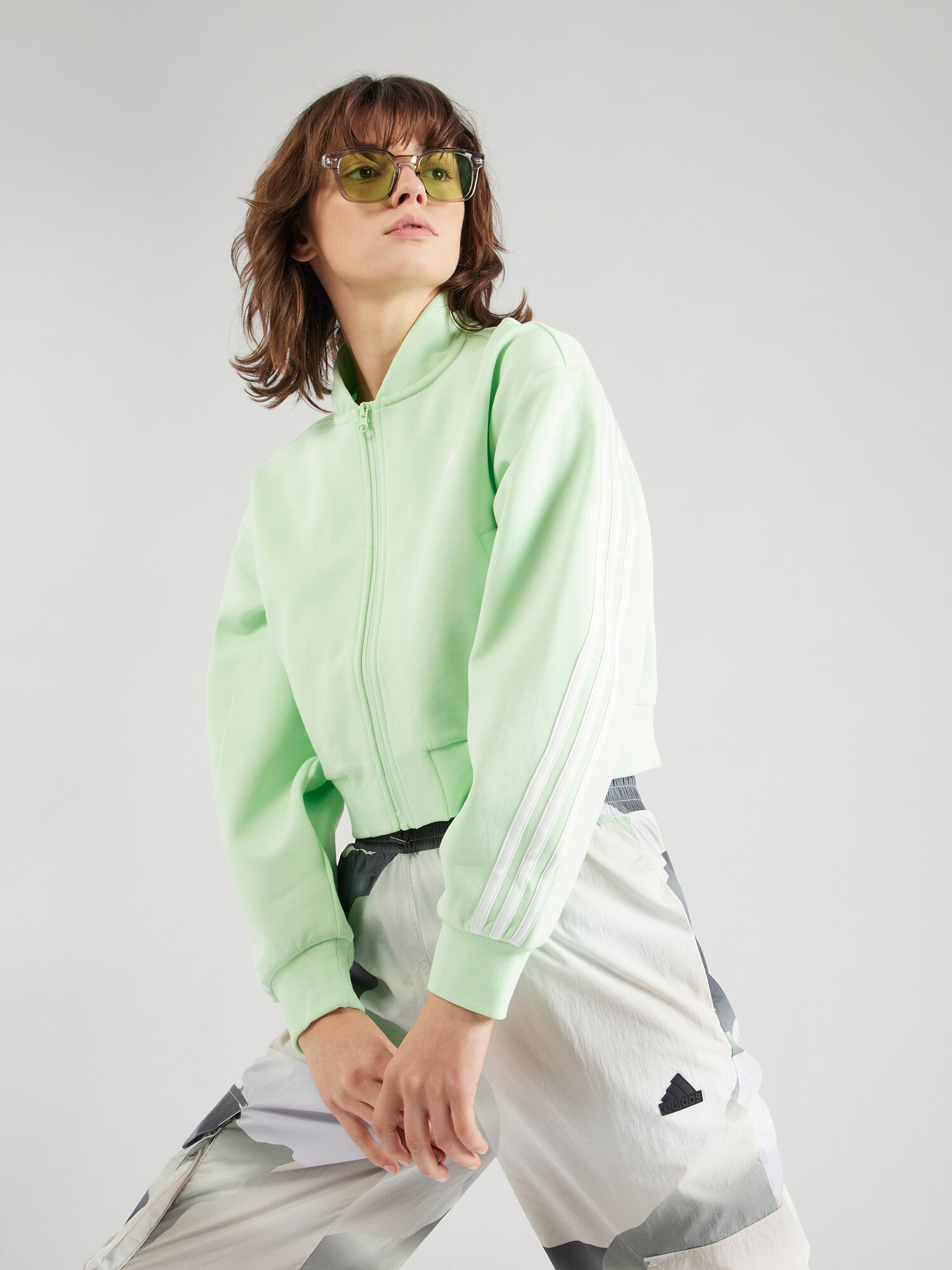 ADIDAS SPORTSWEAR Bluză cu fermoar sport 'Future Icons' verde mentă / alb - Pled.ro