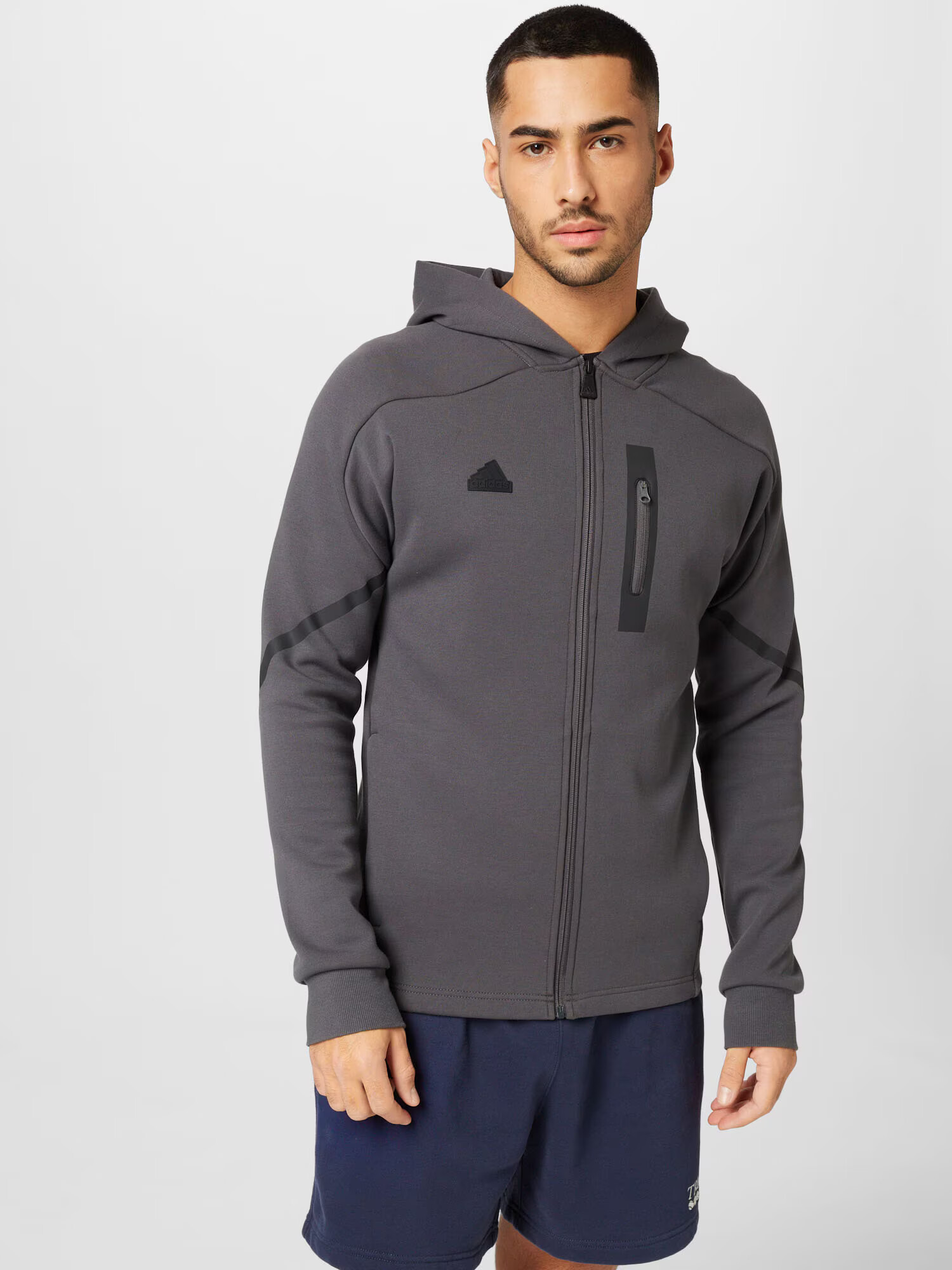 ADIDAS SPORTSWEAR Bluză cu fermoar sport gri închis / negru - Pled.ro