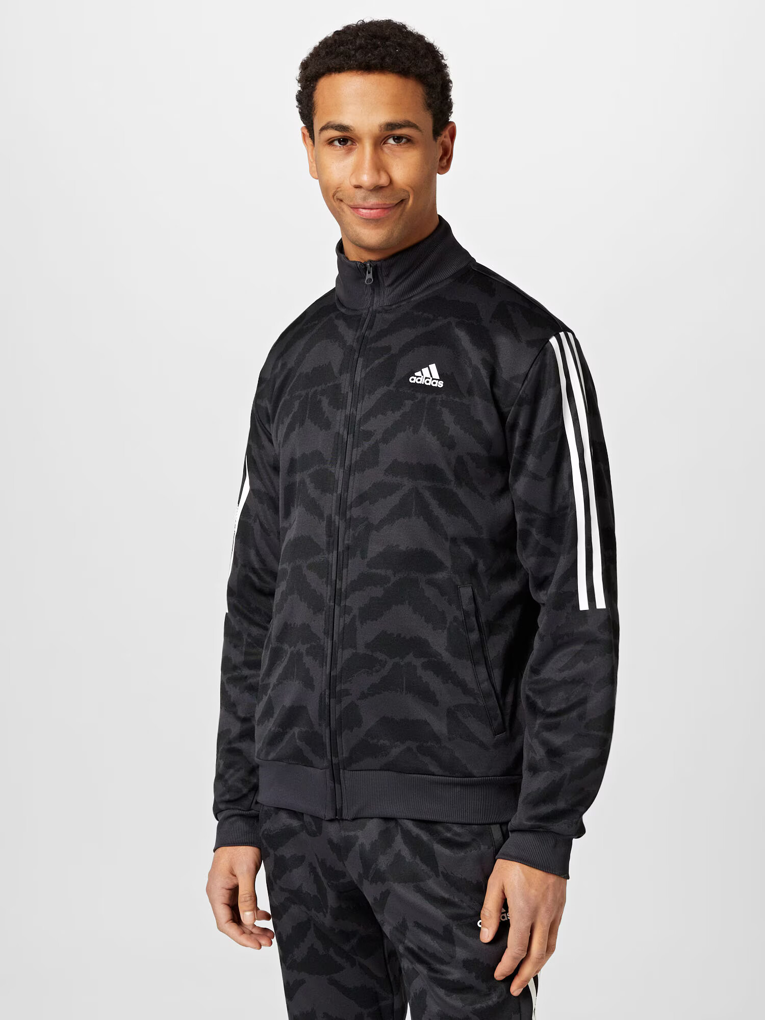 ADIDAS SPORTSWEAR Bluză cu fermoar sport gri închis / negru / alb - Pled.ro