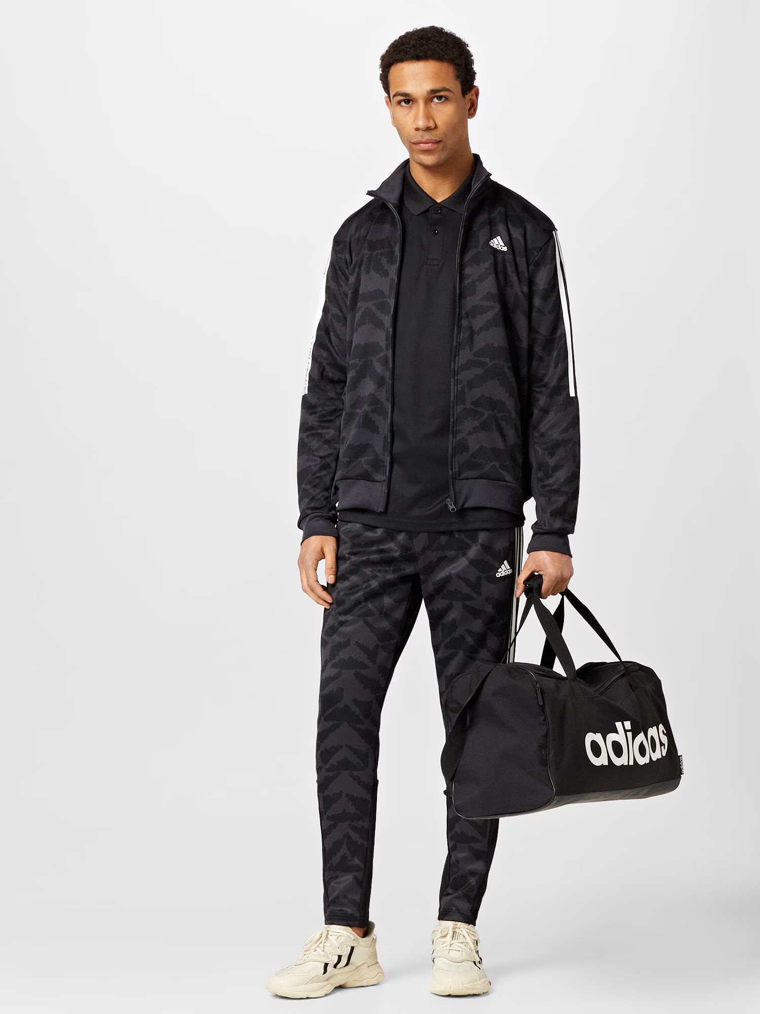 ADIDAS SPORTSWEAR Bluză cu fermoar sport gri închis / negru / alb - Pled.ro