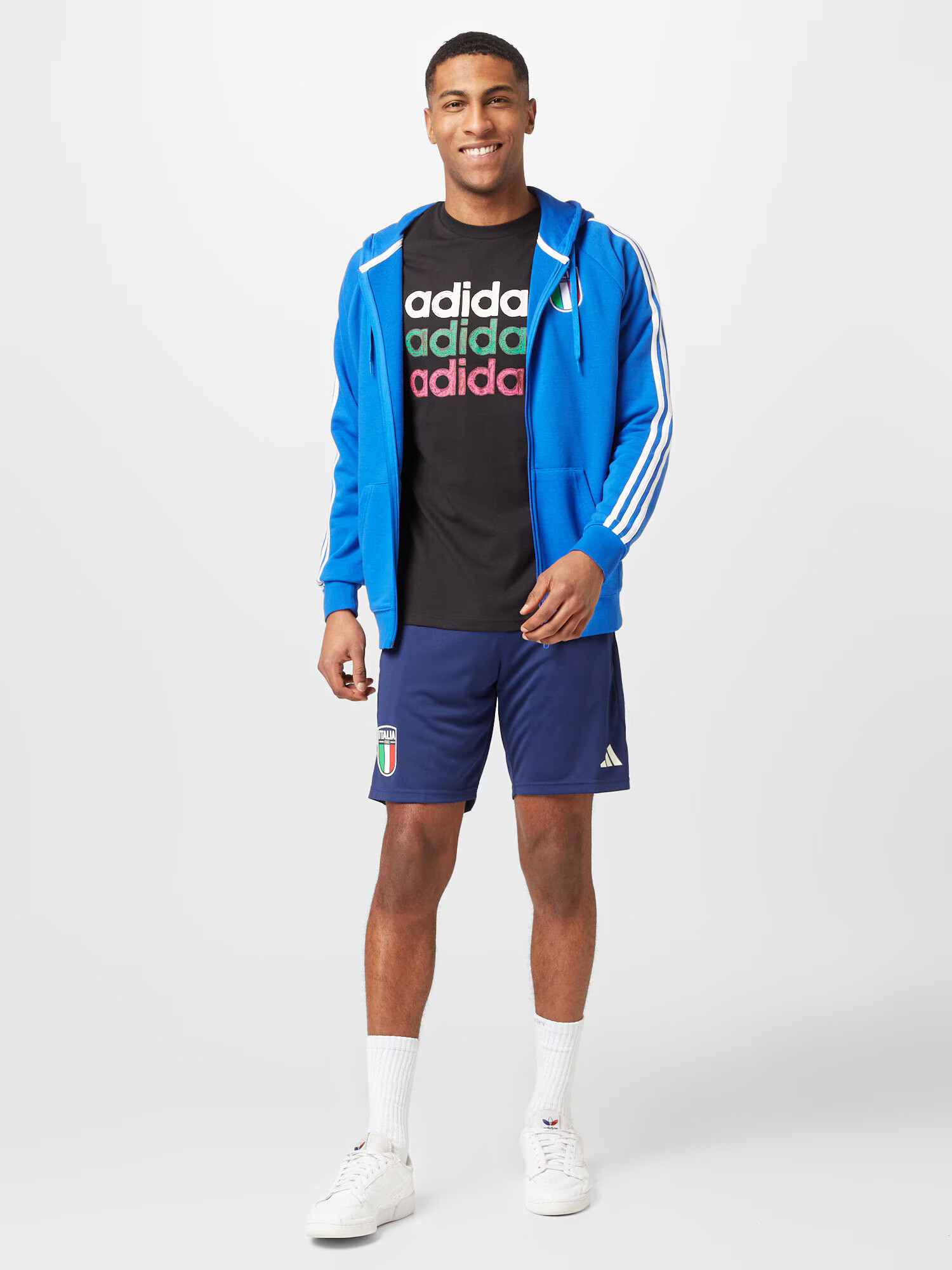 ADIDAS SPORTSWEAR Bluză cu fermoar sport 'Italien DNA' albastru / verde / roșu / alb - Pled.ro