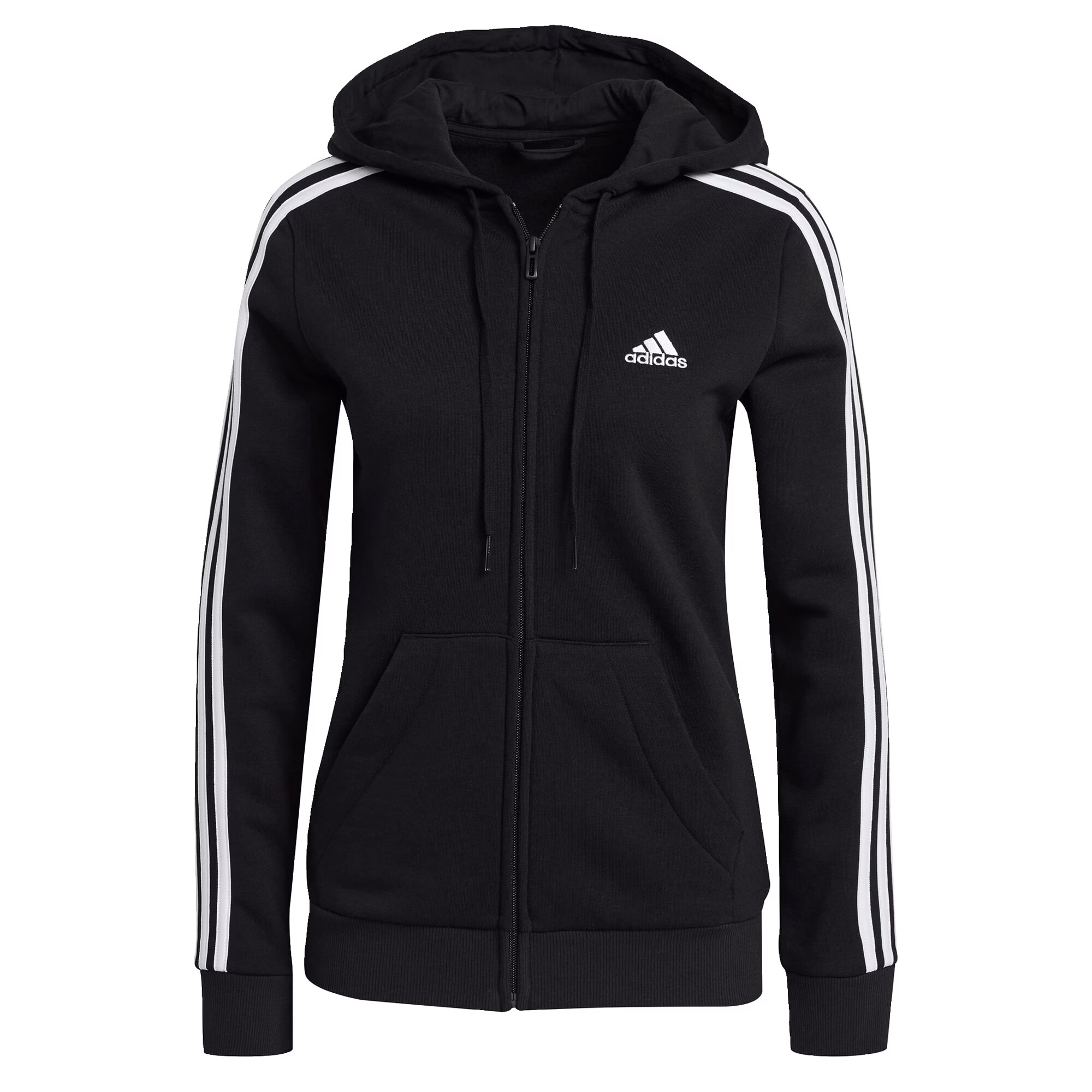 ADIDAS SPORTSWEAR Bluză cu fermoar sport 'Essentials Fleece 3-Stripes ' negru / alb - Pled.ro