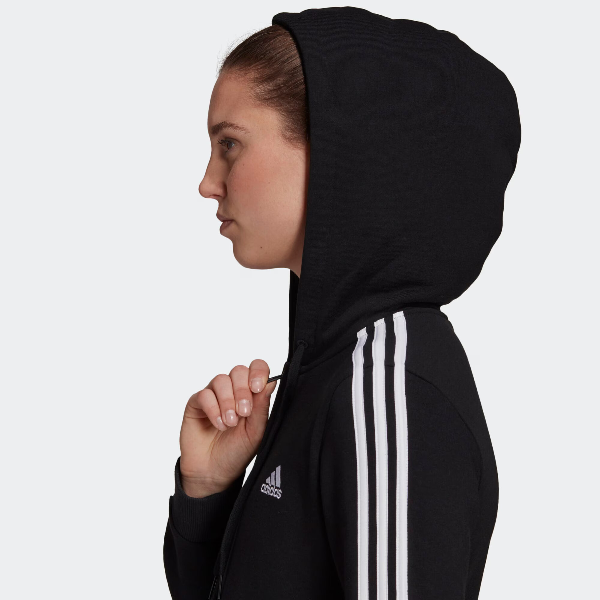 ADIDAS SPORTSWEAR Bluză cu fermoar sport 'Essentials Fleece 3-Stripes ' negru / alb - Pled.ro