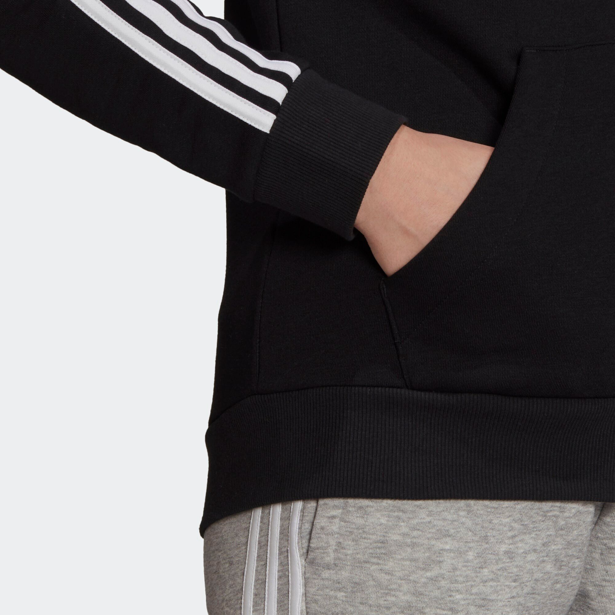 ADIDAS SPORTSWEAR Bluză cu fermoar sport 'Essentials Fleece 3-Stripes ' negru / alb - Pled.ro