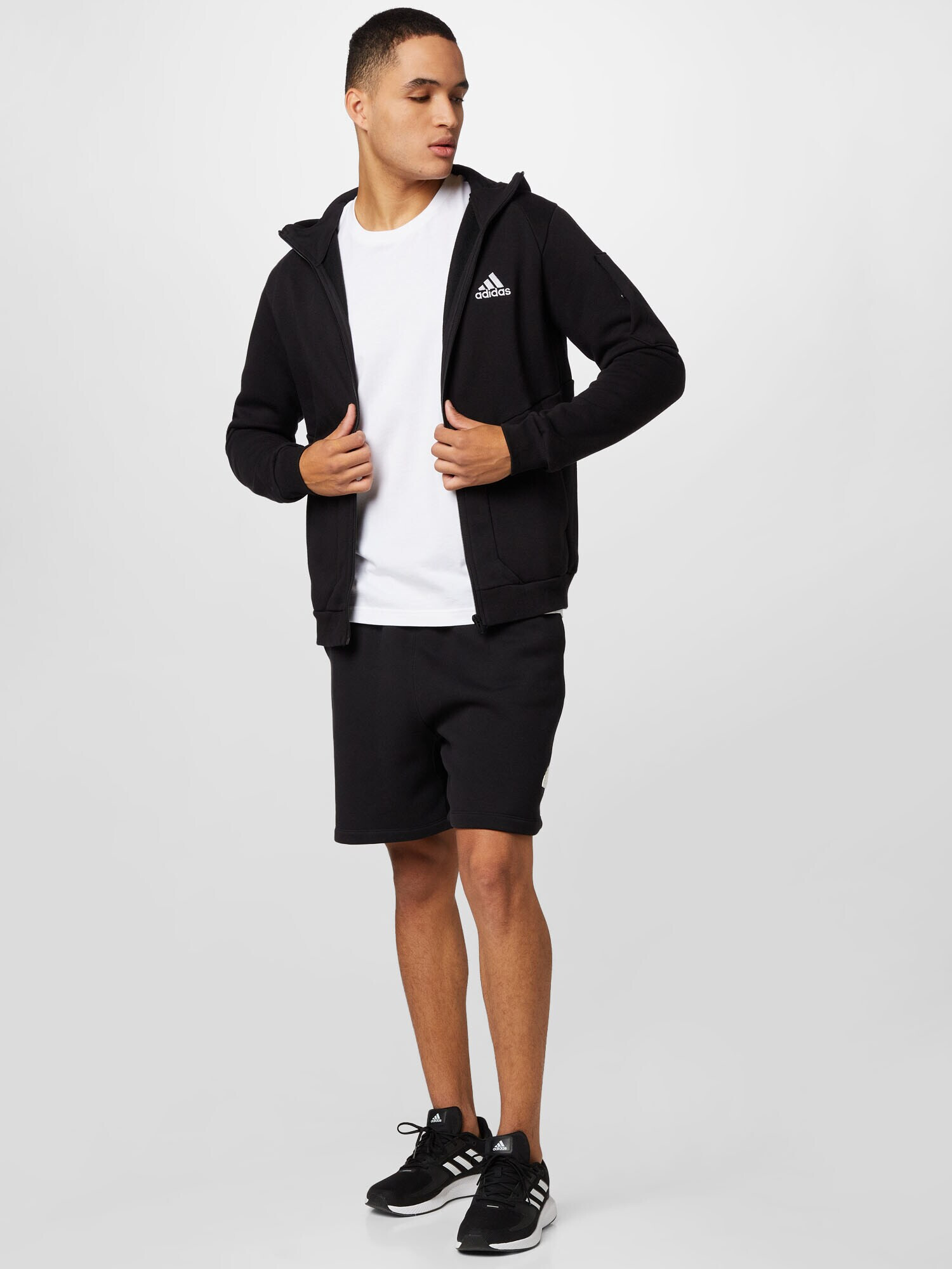 ADIDAS SPORTSWEAR Bluză cu fermoar sport 'Essentials For Gameday Fleece ' negru / alb - Pled.ro