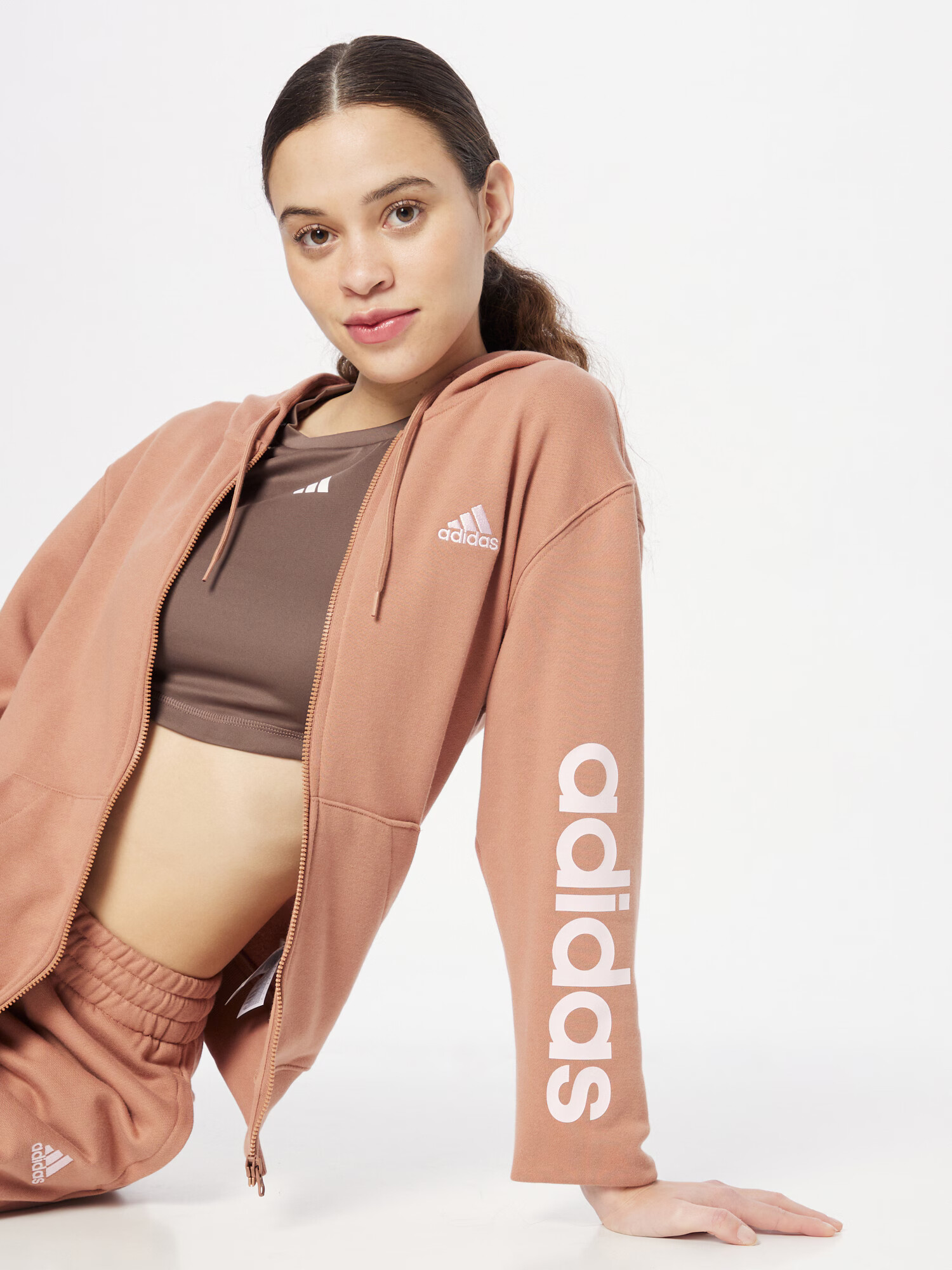 ADIDAS SPORTSWEAR Bluză cu fermoar sport 'Essentials' roz pal / alb - Pled.ro