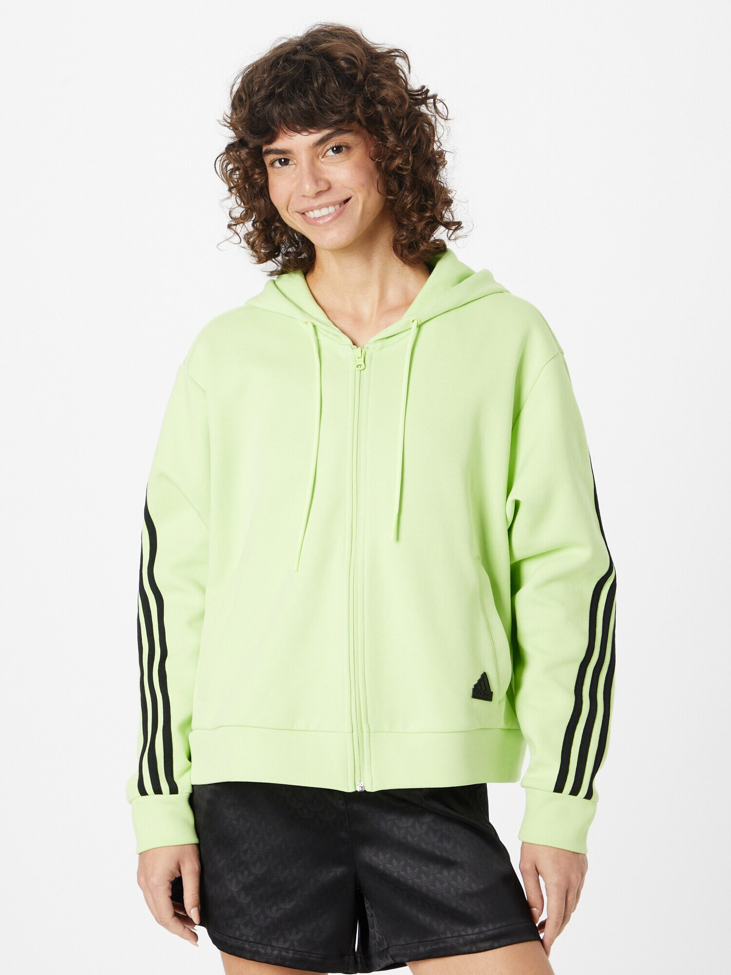 ADIDAS SPORTSWEAR Bluză cu fermoar sport 'Future Icons 3-Stripes ' verde limetă / negru - Pled.ro